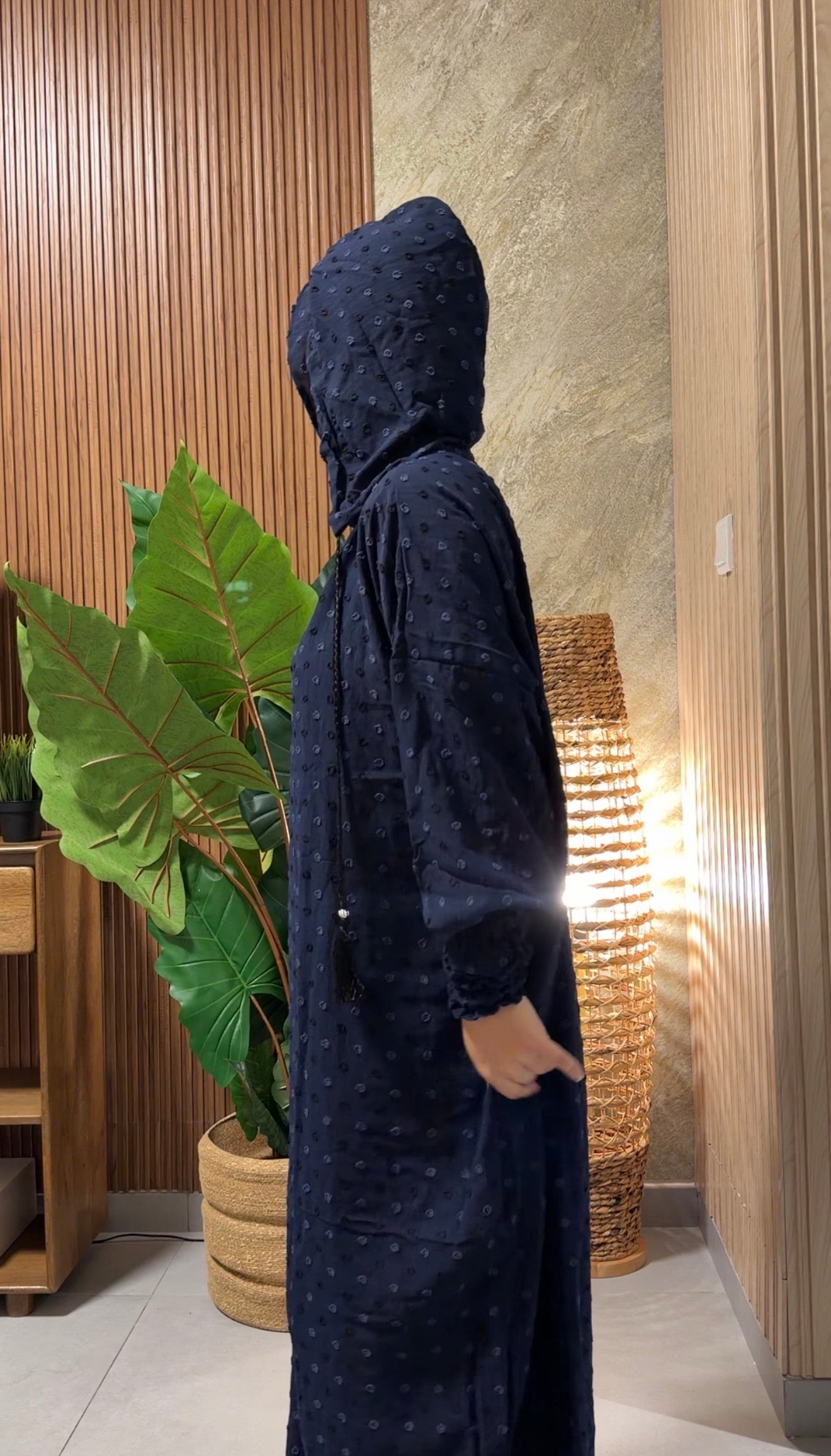 Navy burqa with black dots