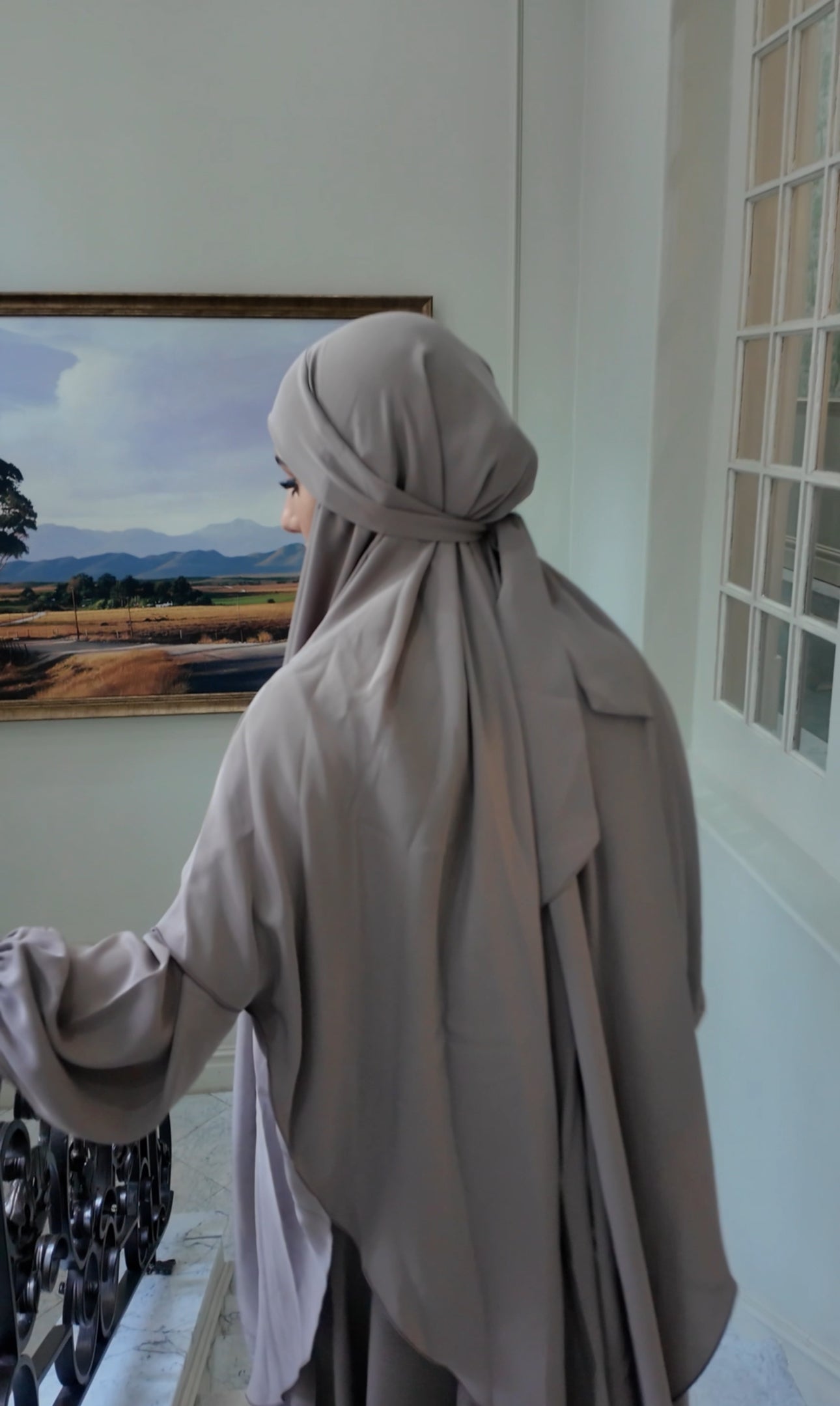 Beige Nada fabric Jilbab with long sleeve inner
