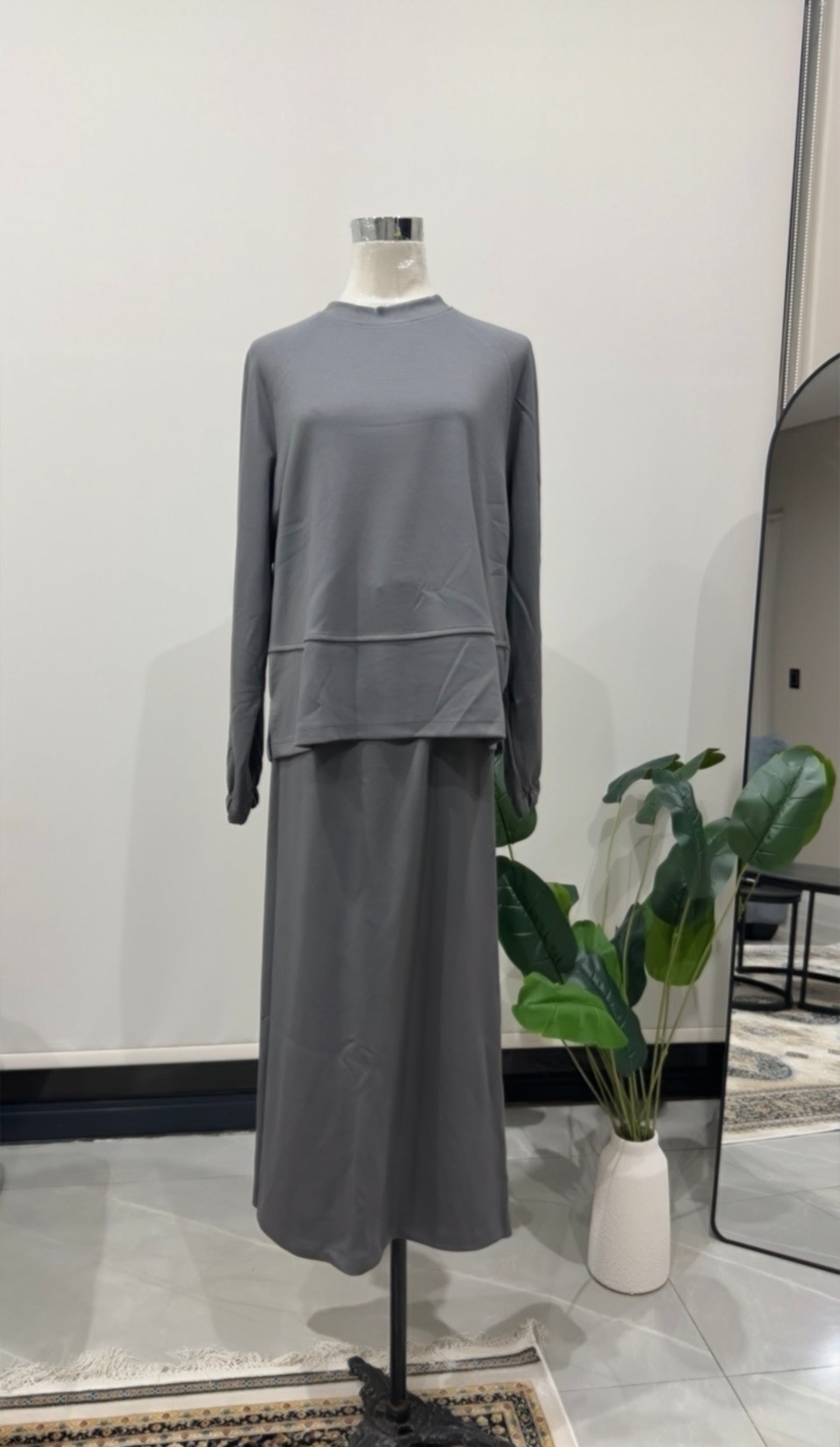 Light Grey Skirt Set