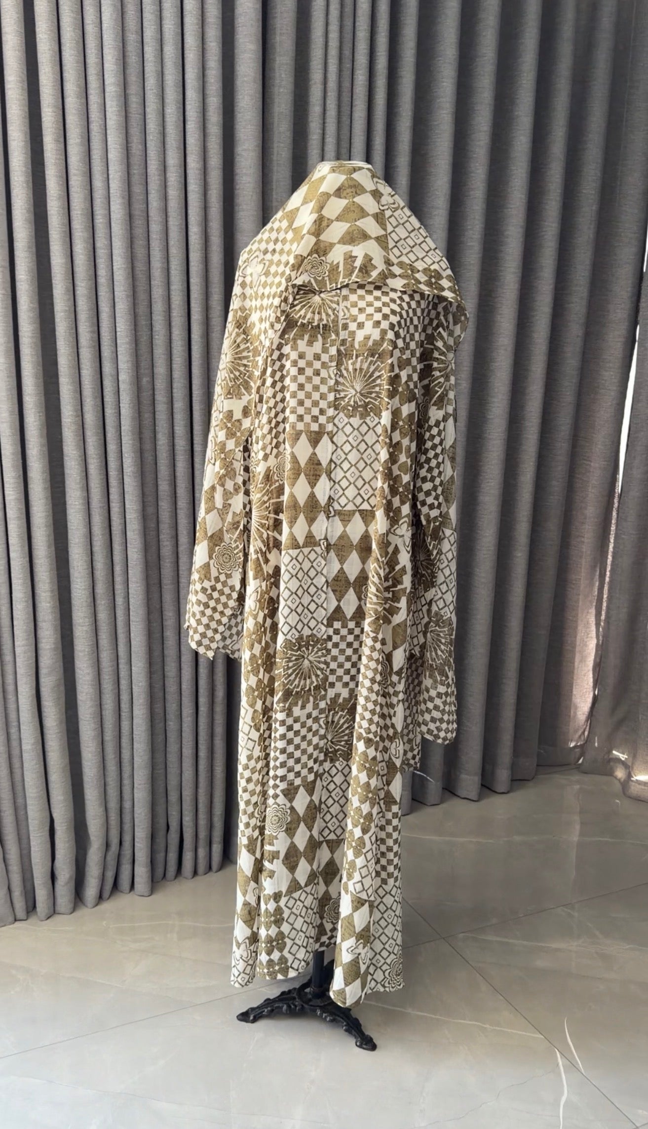 Army Green Geometric Abayah