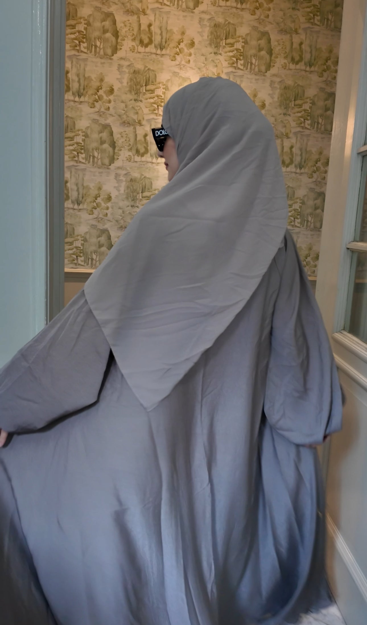 Mocha flow Abayah with attached hijab
