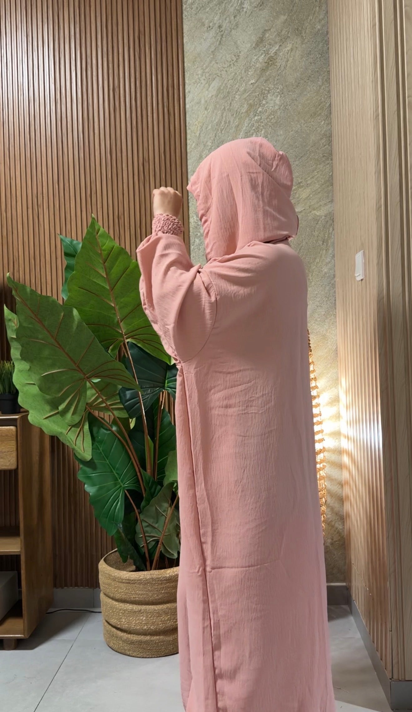 Light pink burqa with no dots