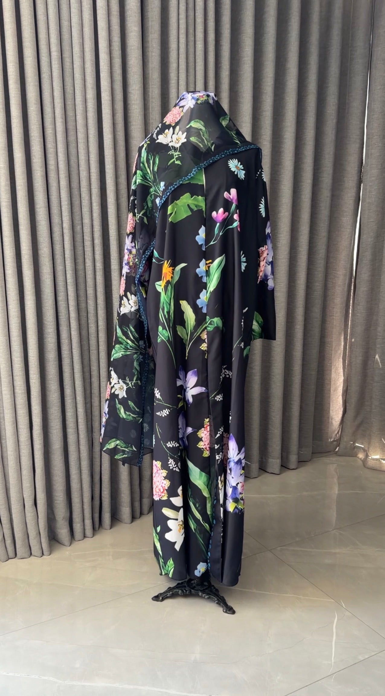 Black Floral Abayah