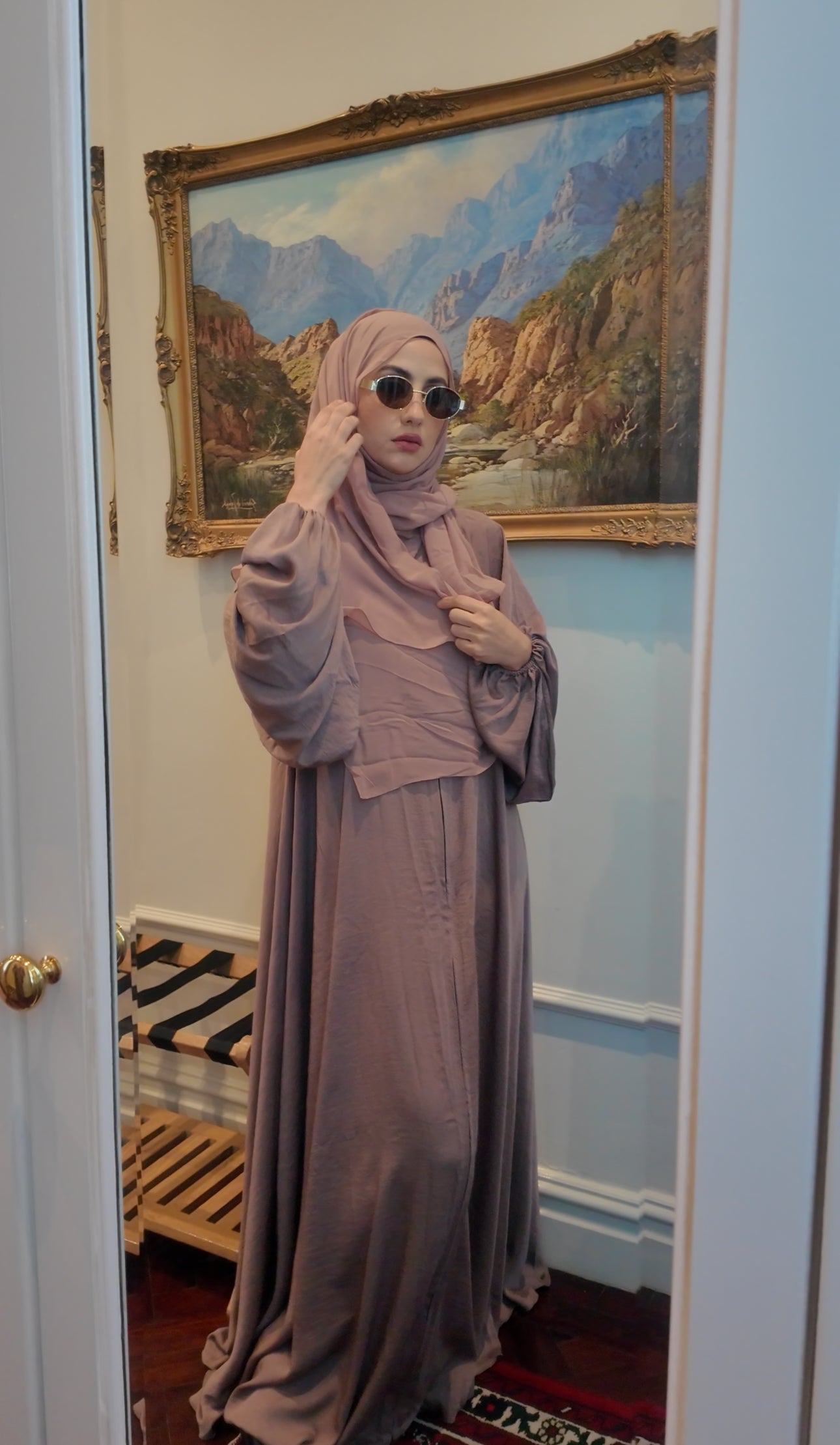Latte flow Abayah with attached hijab