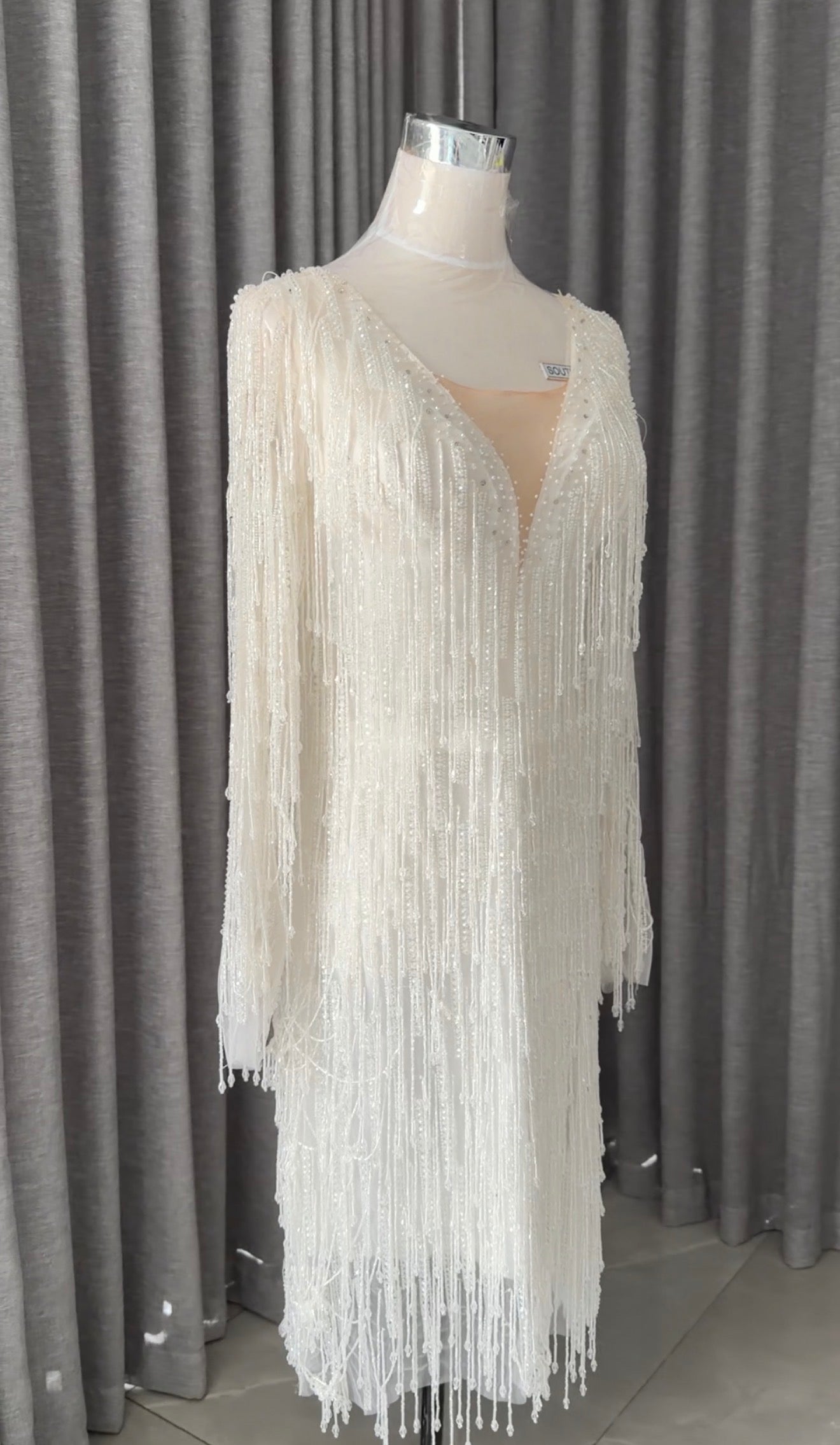 White beaded bridal dress
