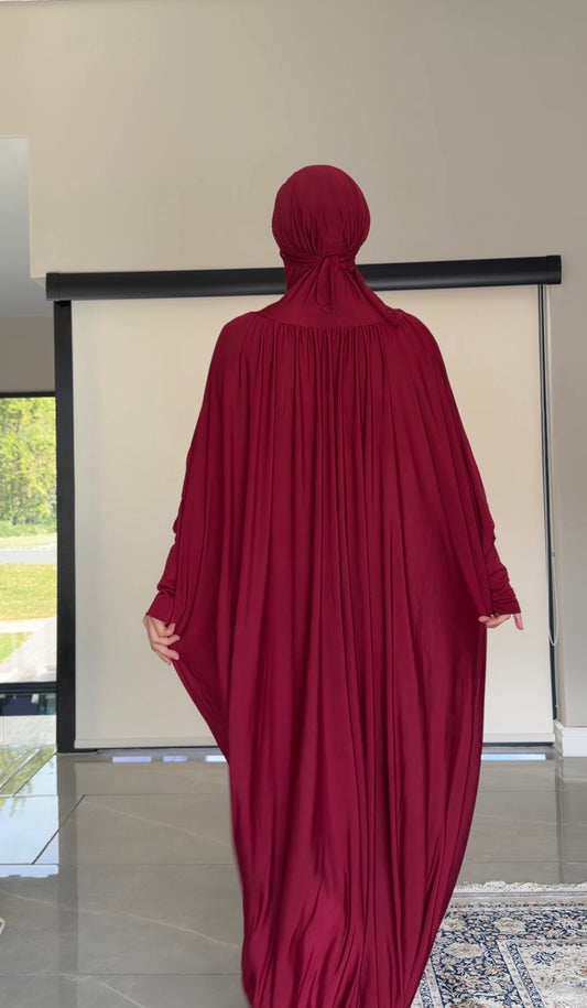 Maroon stretch long jilbaab