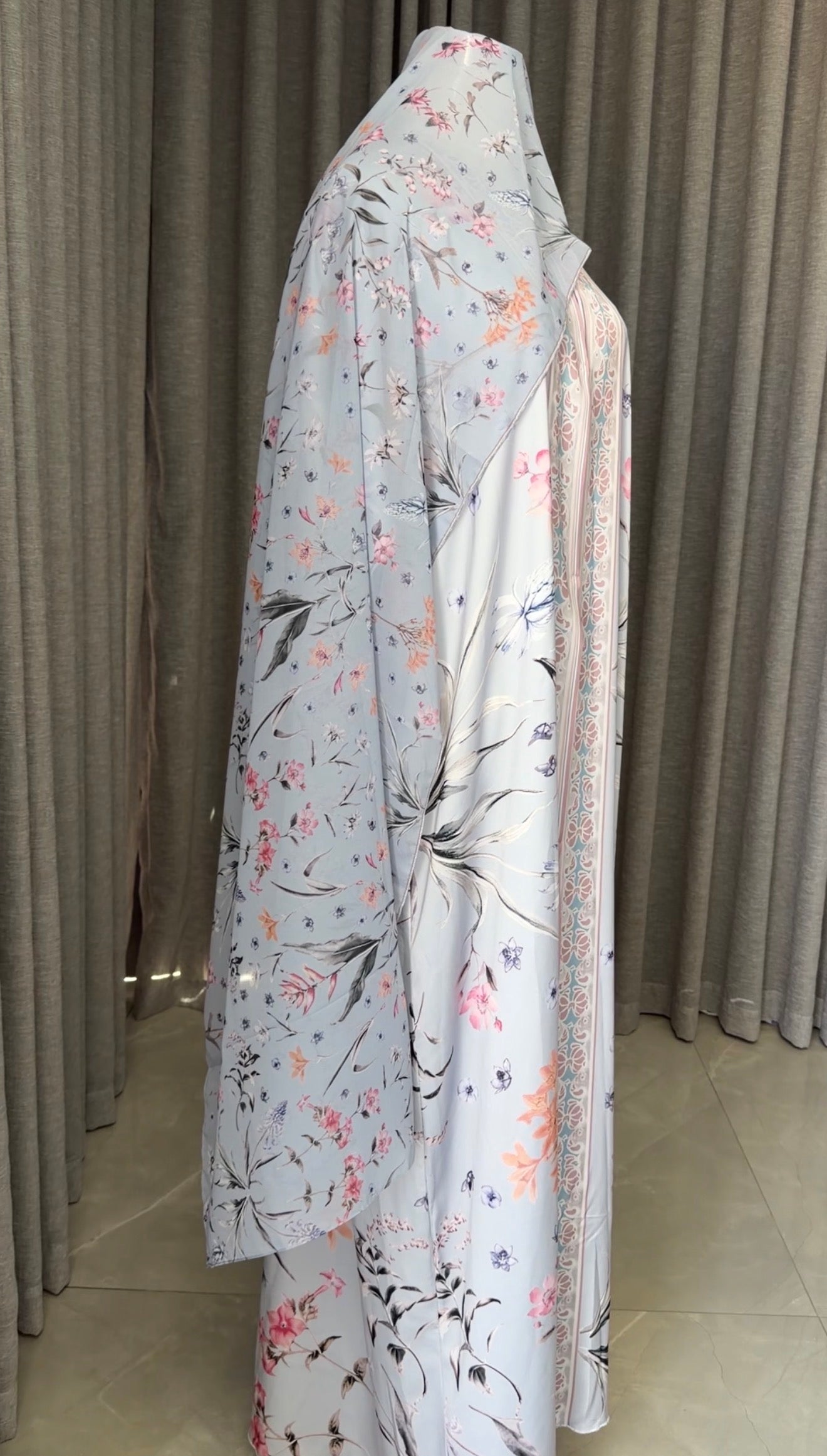 Baby Blue Floral Abayah
