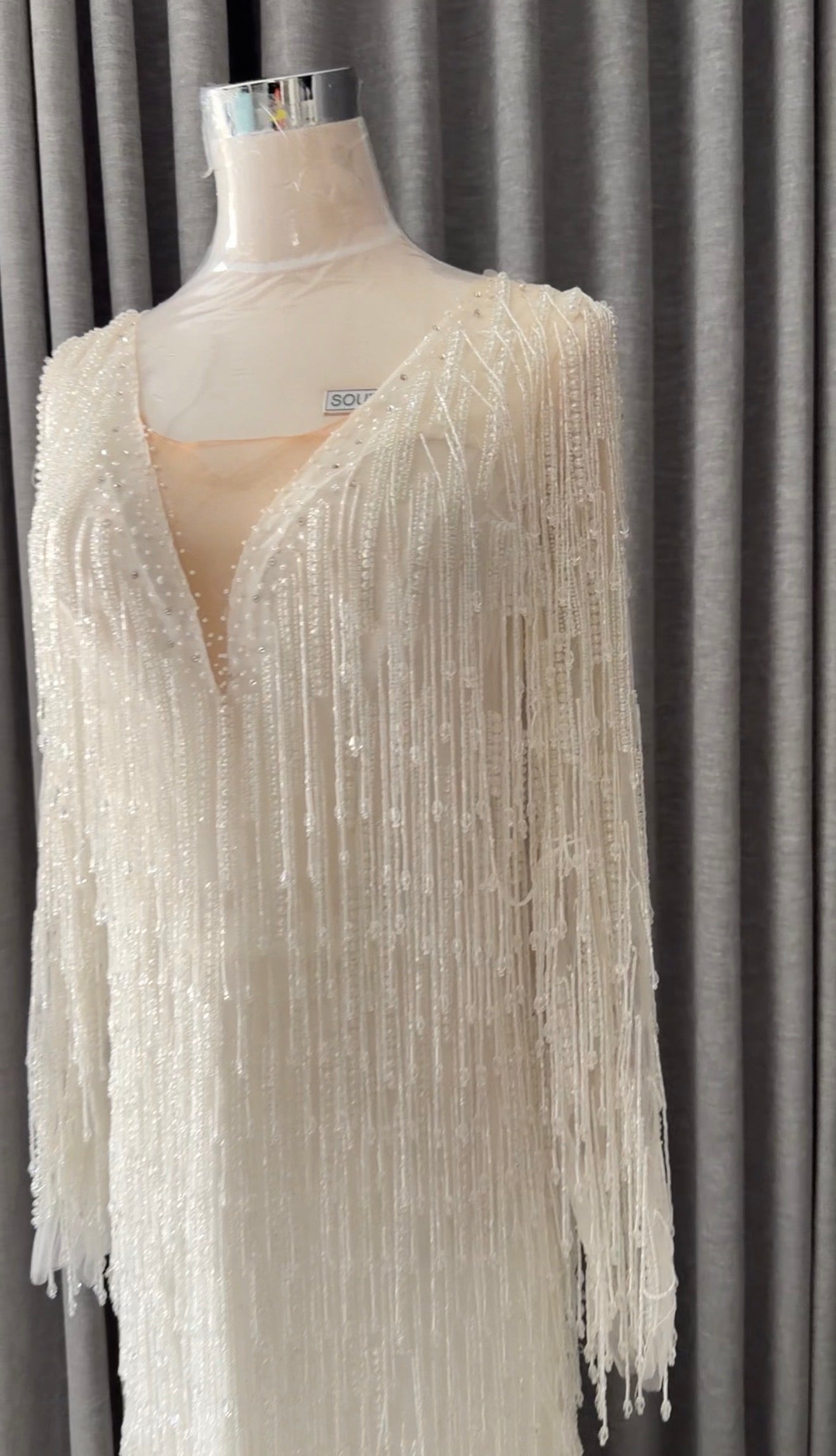 White beaded bridal dress