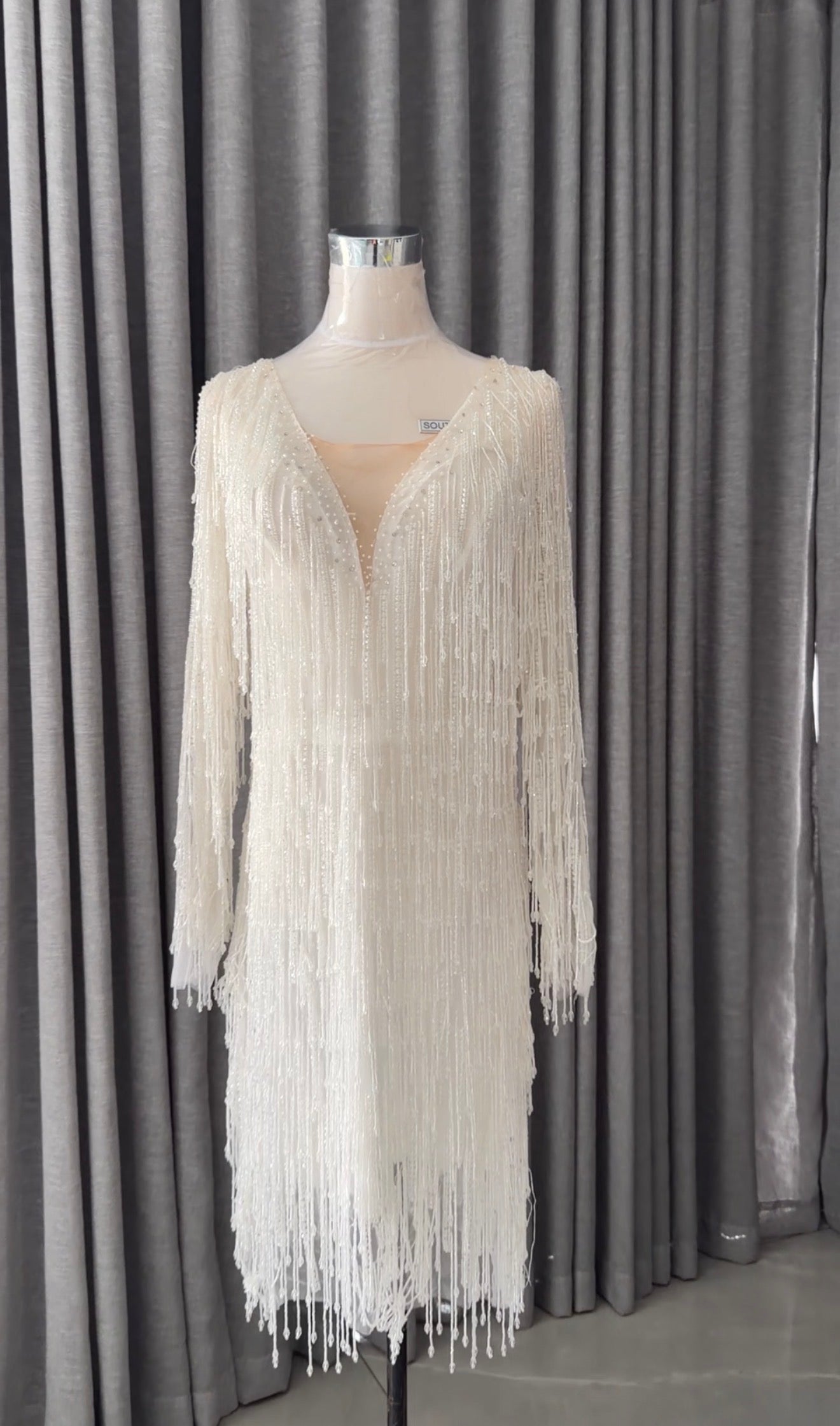 White beaded bridal dress