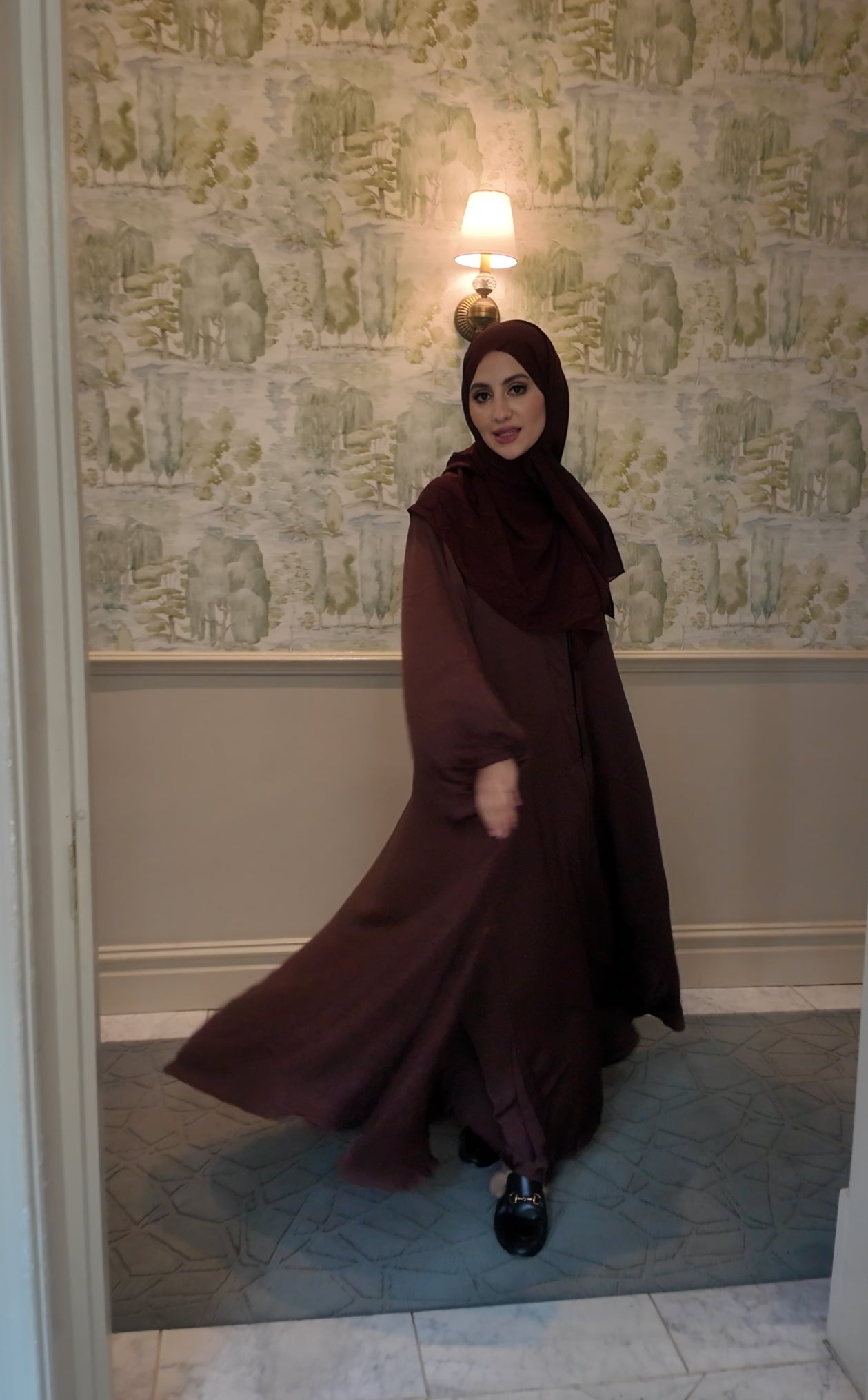 Chestnut Brown flow Abayah with attached hijab