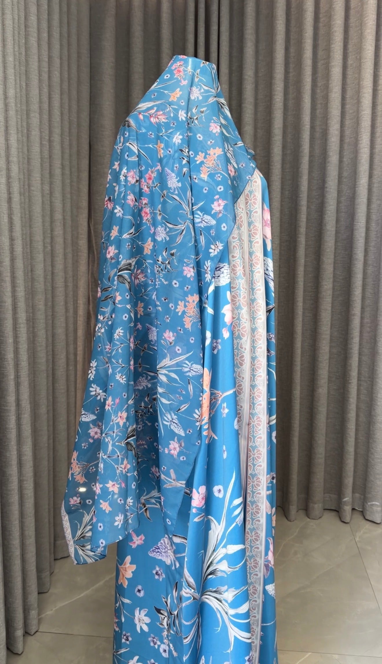 Blue Floral Abayah