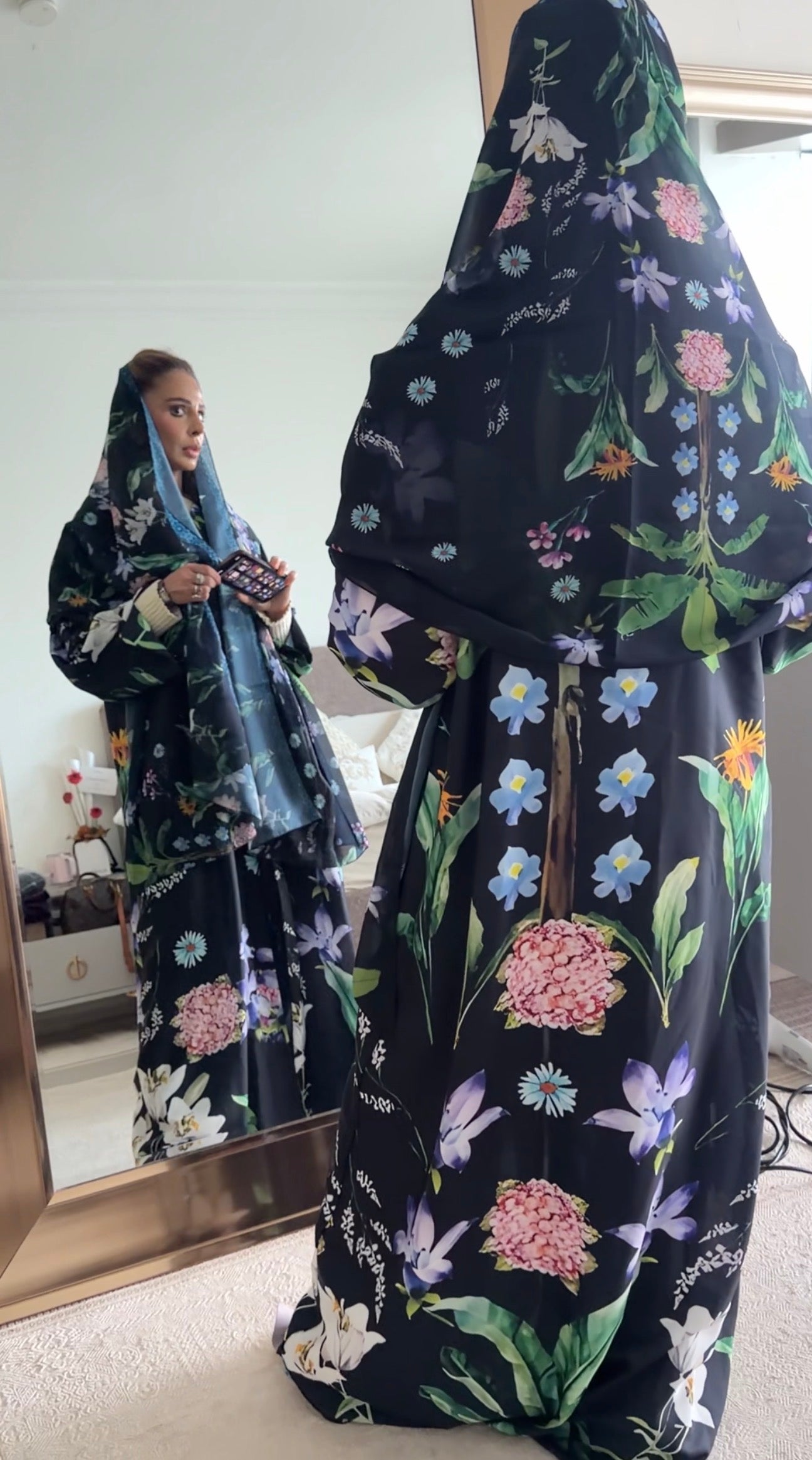 Black Floral Abayah