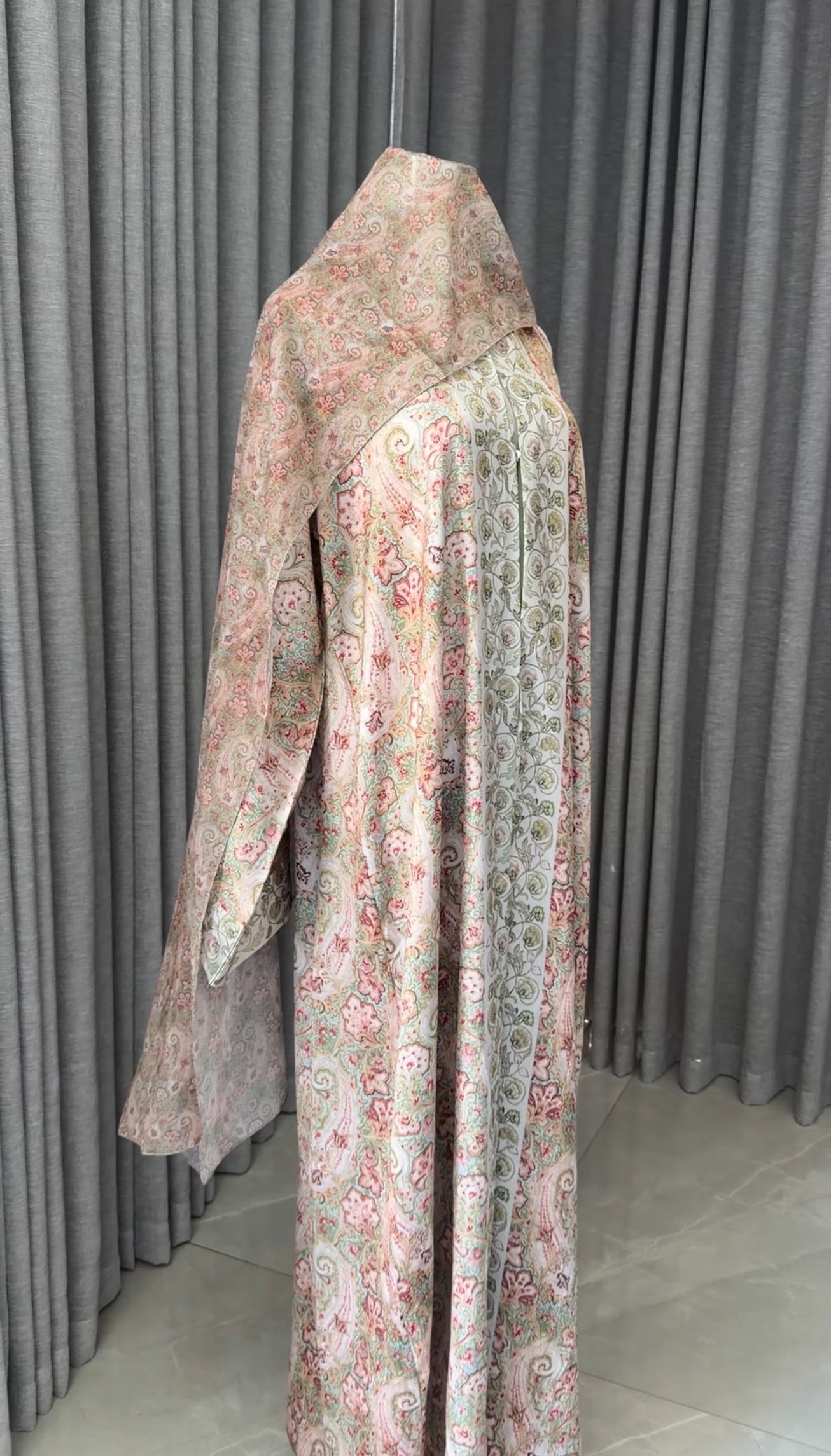Green and Brown Floral Abayah