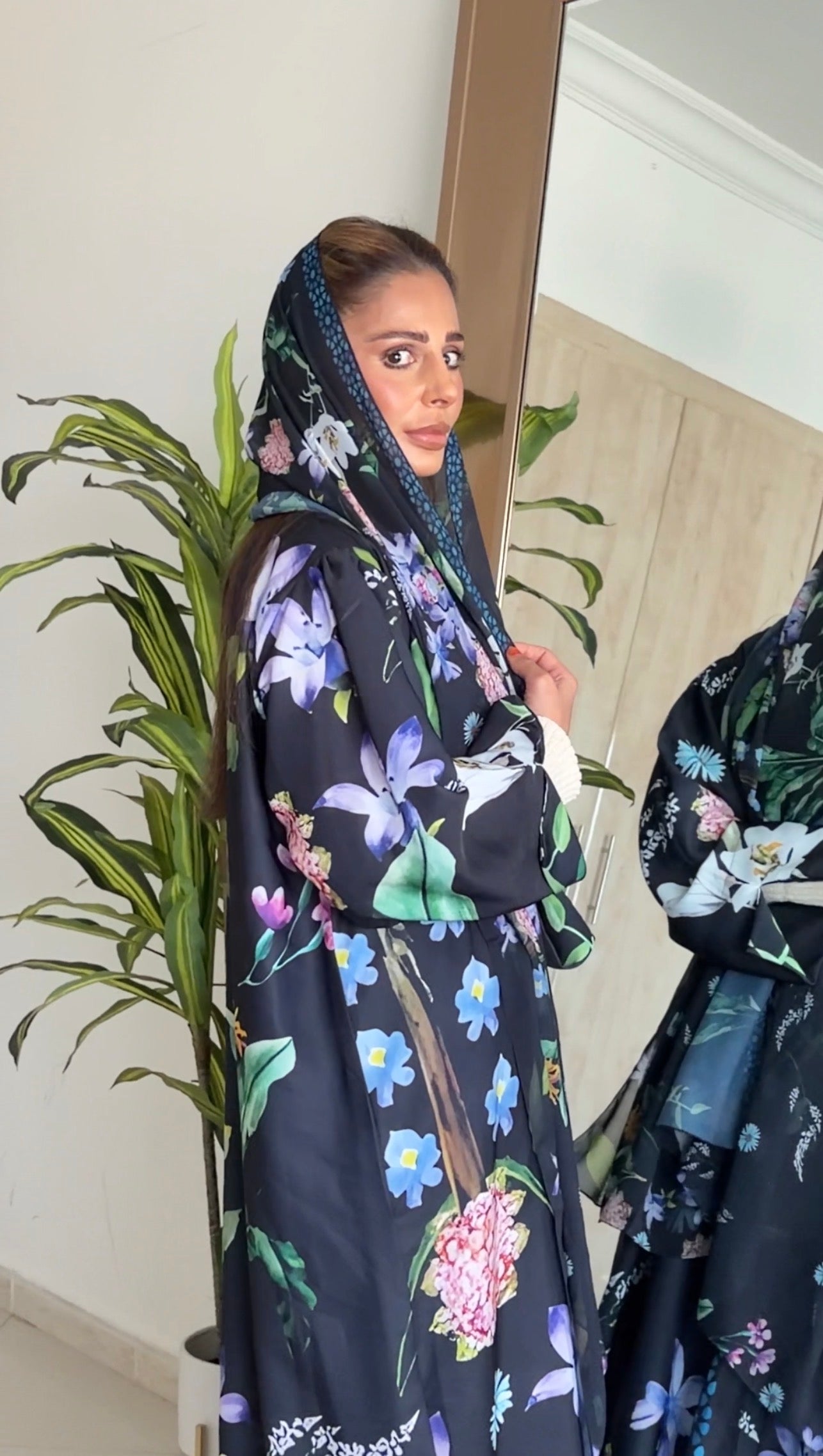 Black Floral Abayah