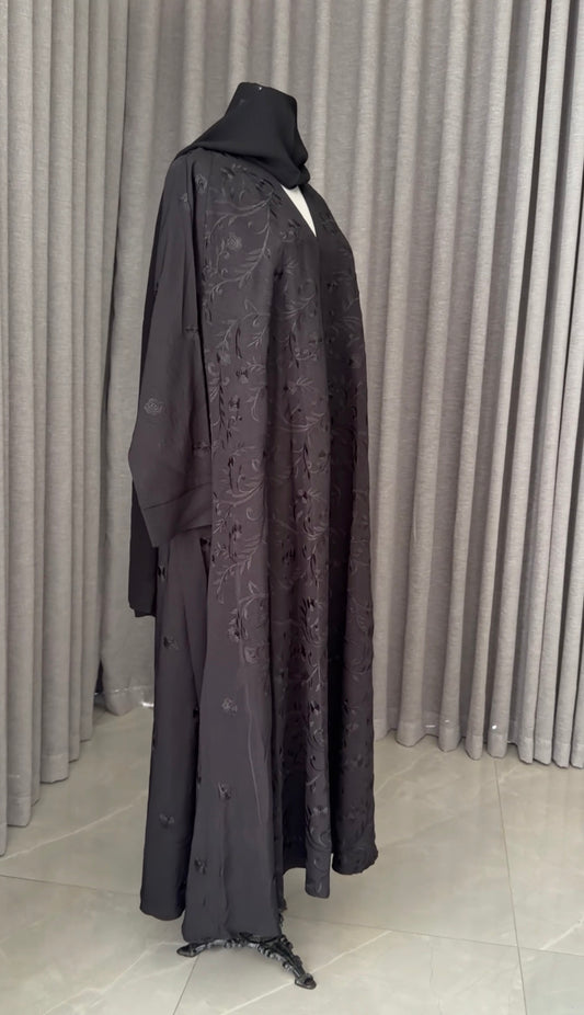 Black embroidery abayah