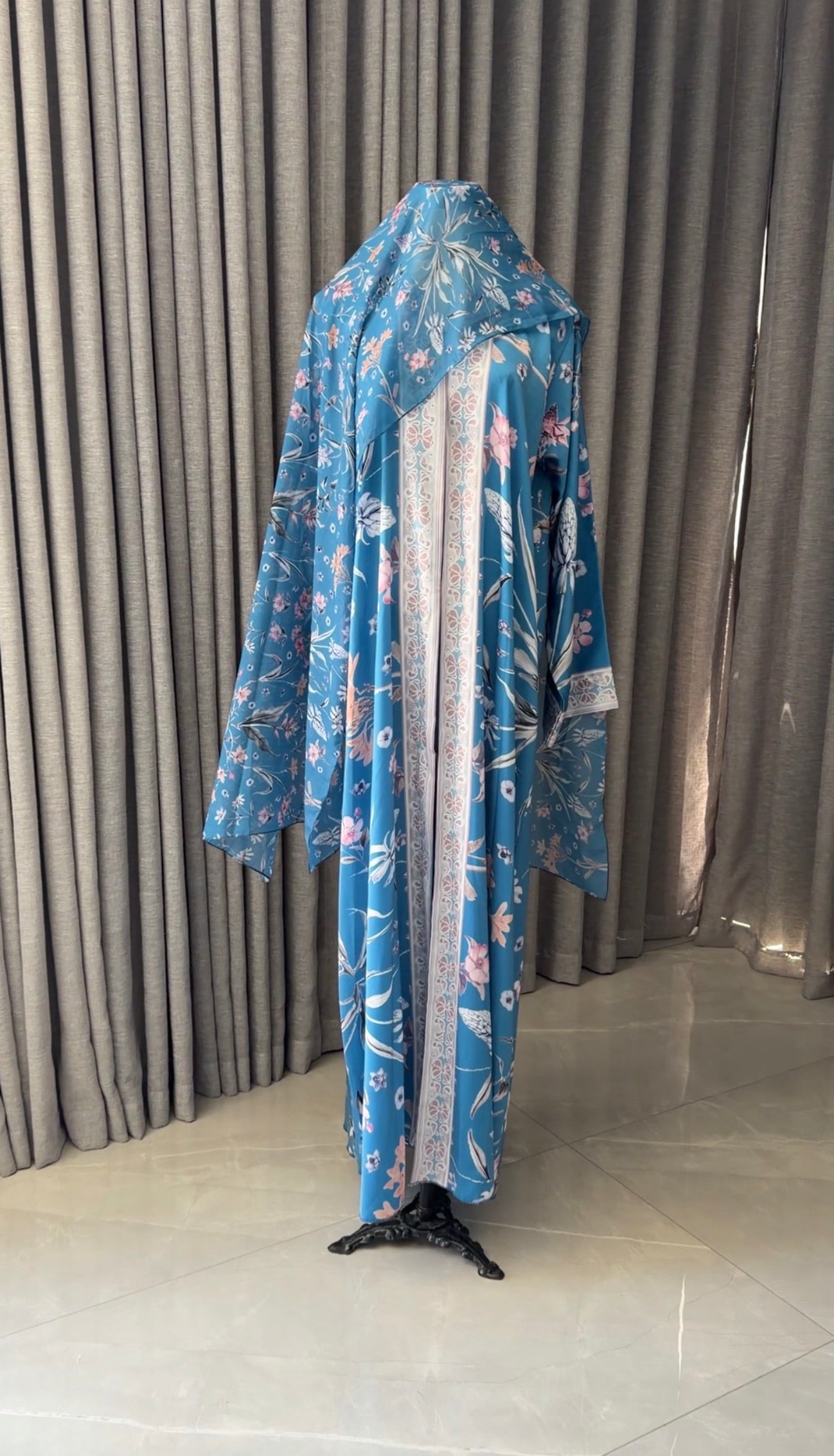 Blue Floral Abayah