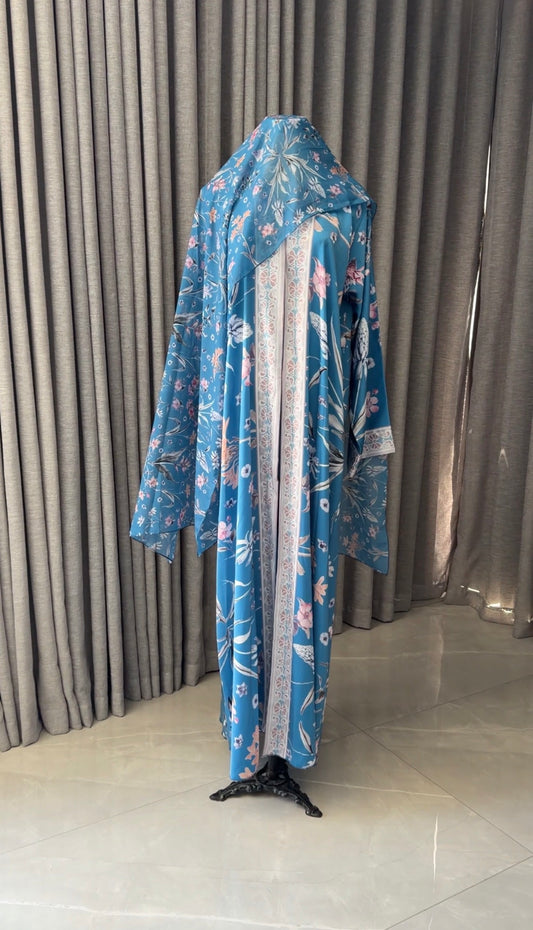 Blue Floral Abayah