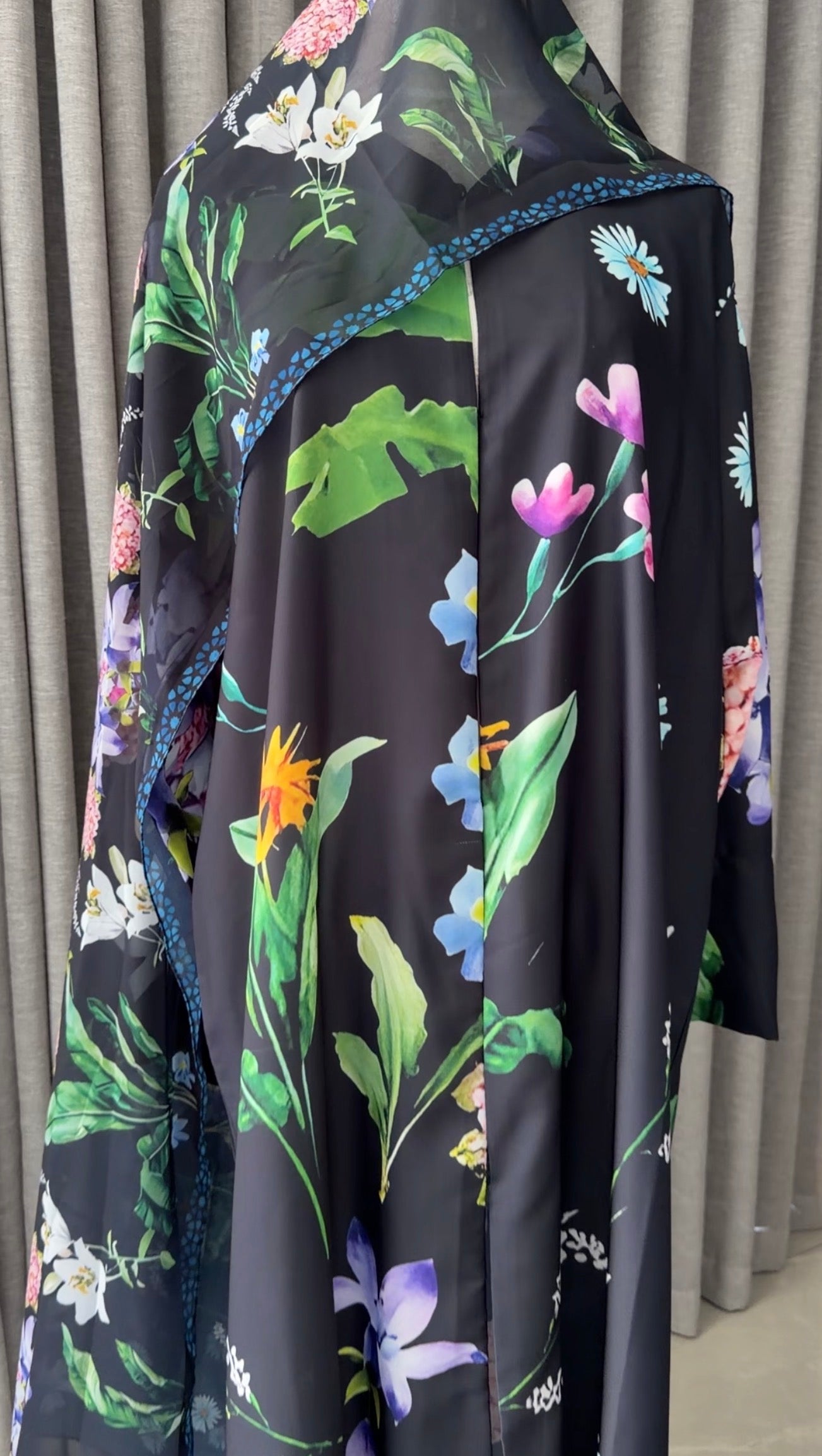 Black Floral Abayah