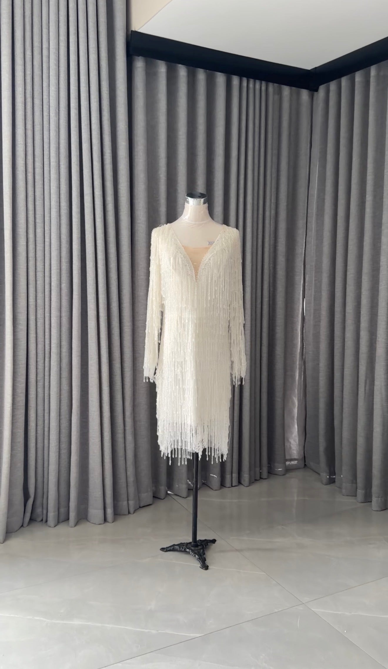 White beaded bridal dress