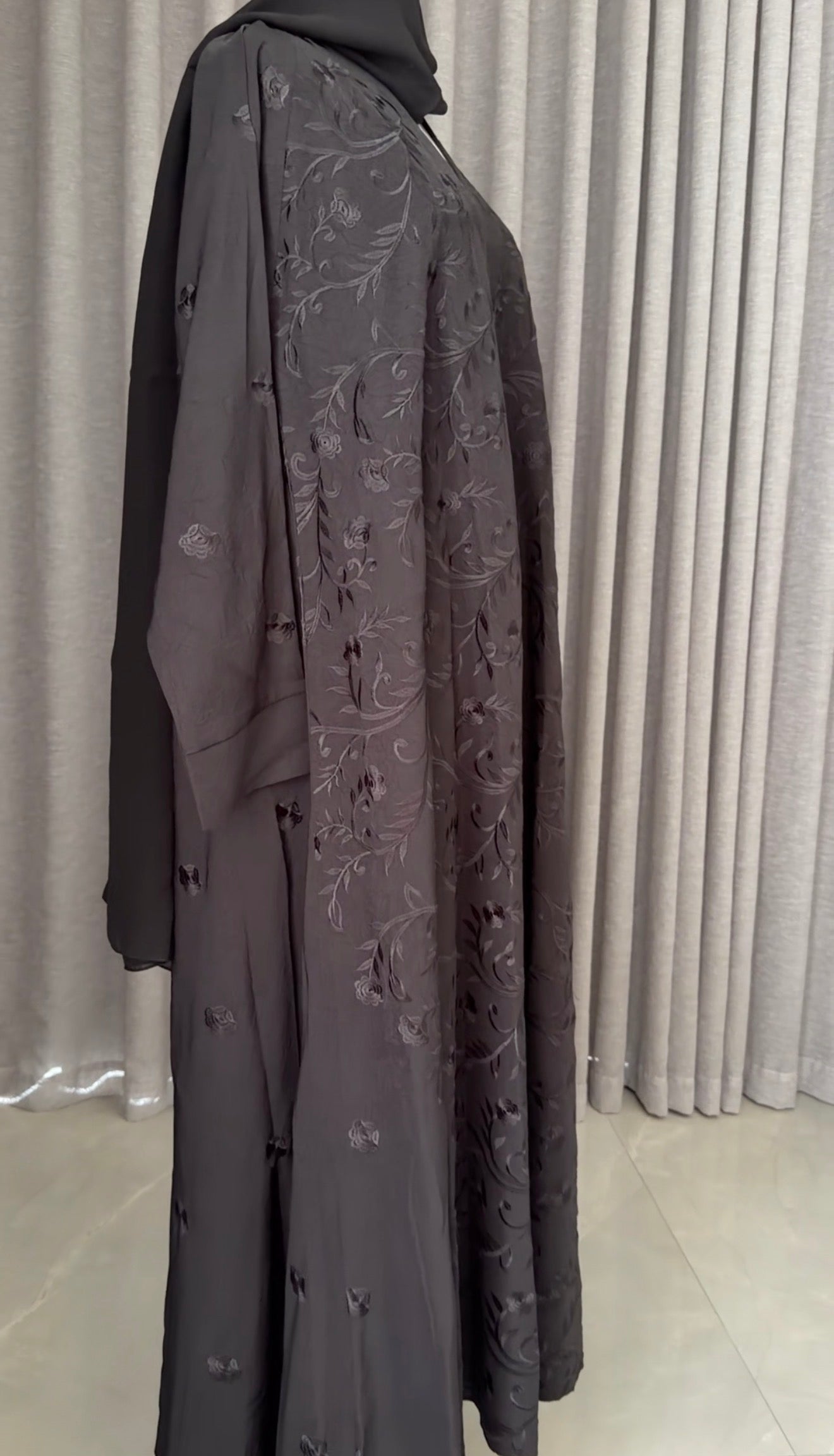 Black embroidery abayah