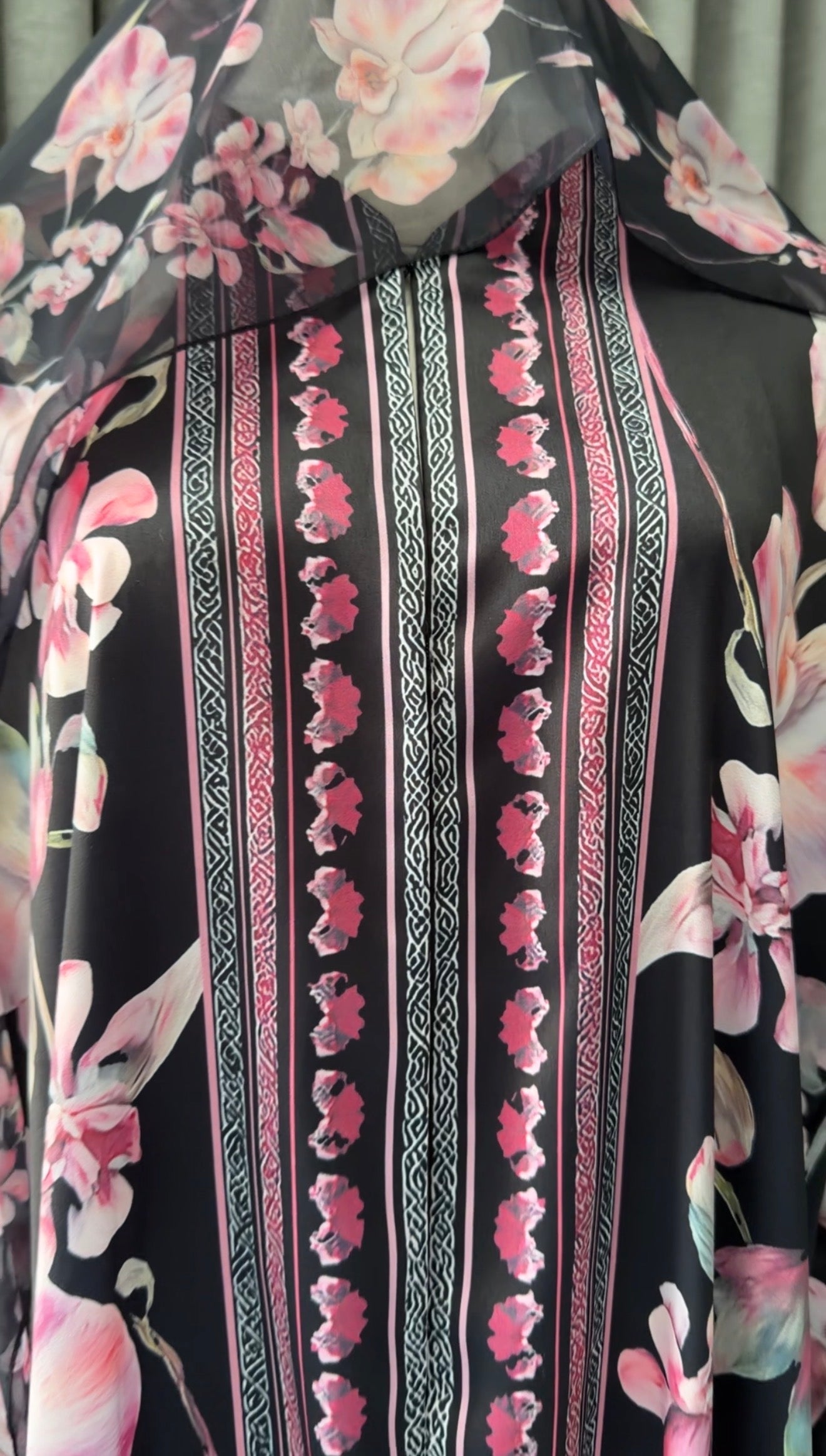 Black and Purple Floral Abayah