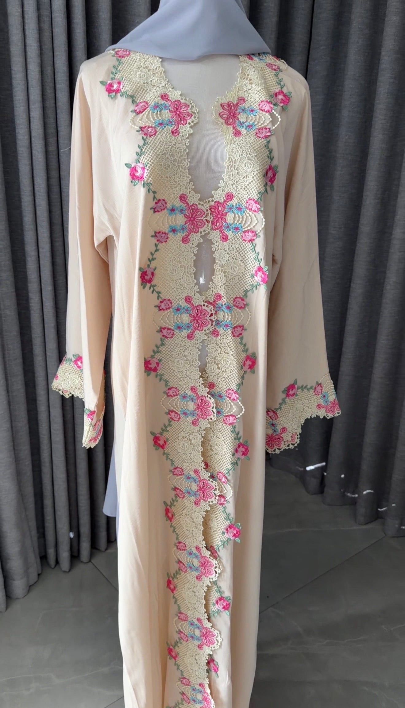 Beige Lace Abayah