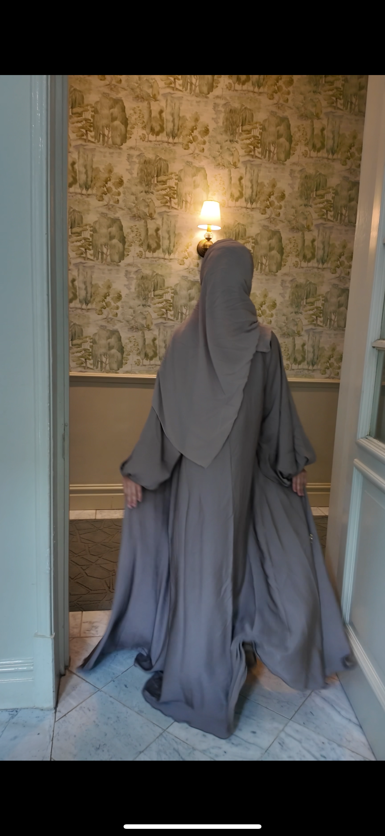Mocha flow Abayah with attached hijab