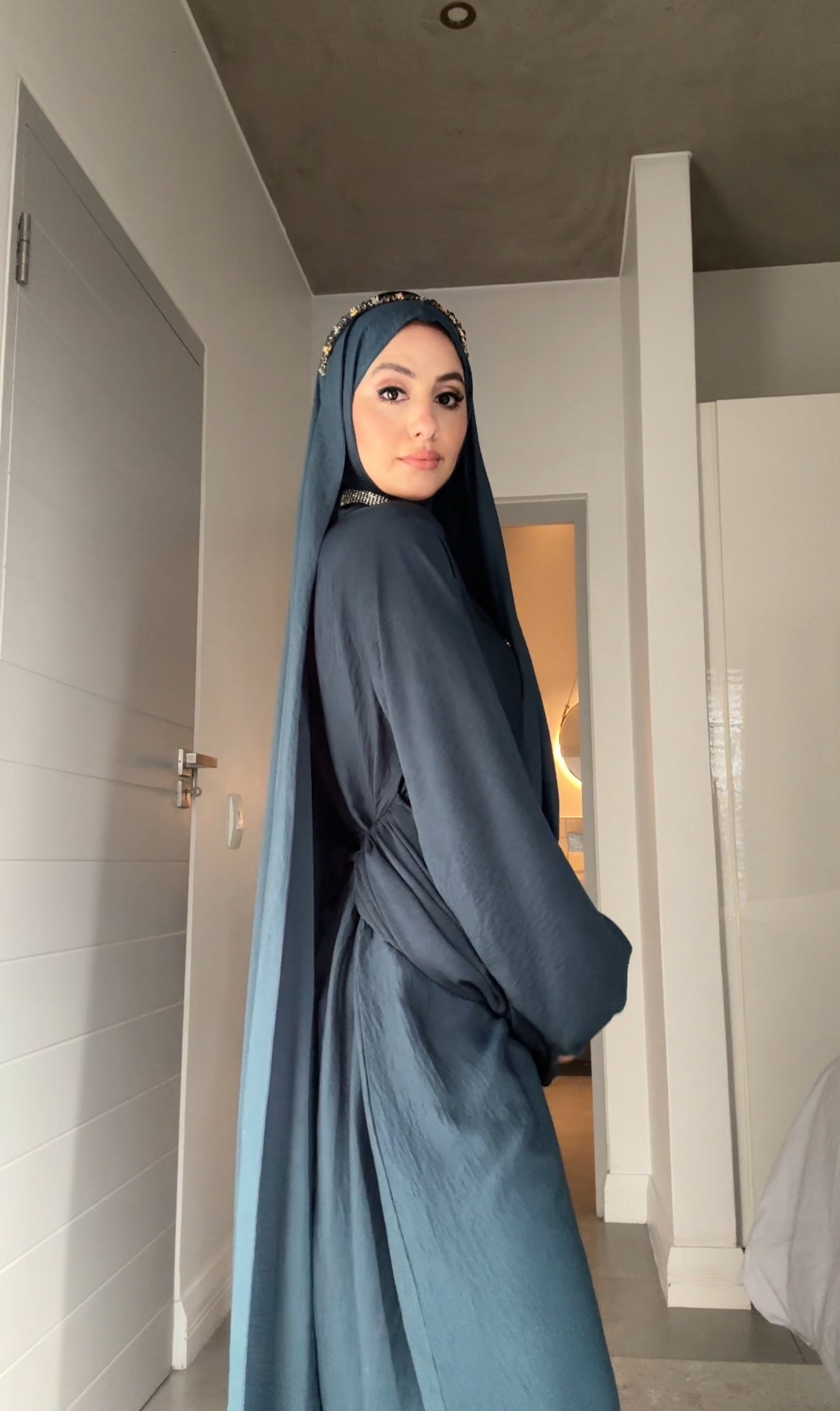 Prussian Blue Long Scarf Abayah