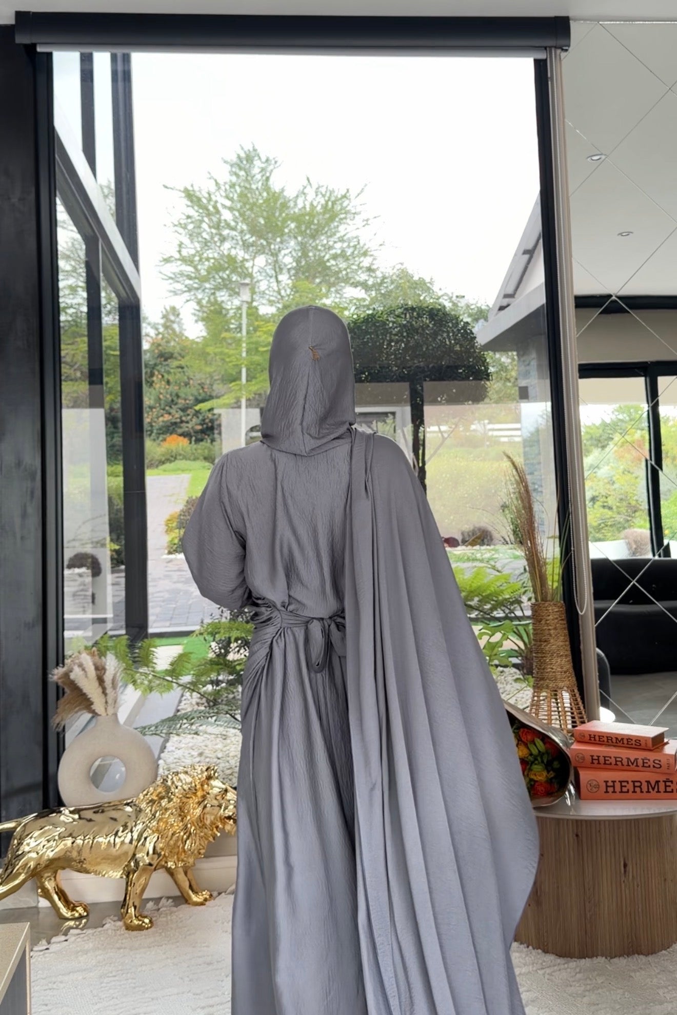 Grey long scarf abayah or dress