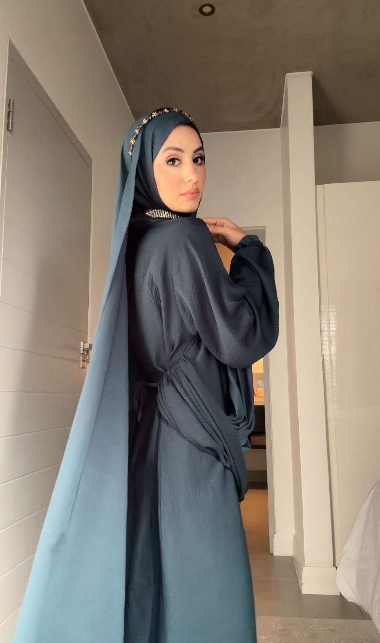 Prussian Blue Long Scarf Abayah
