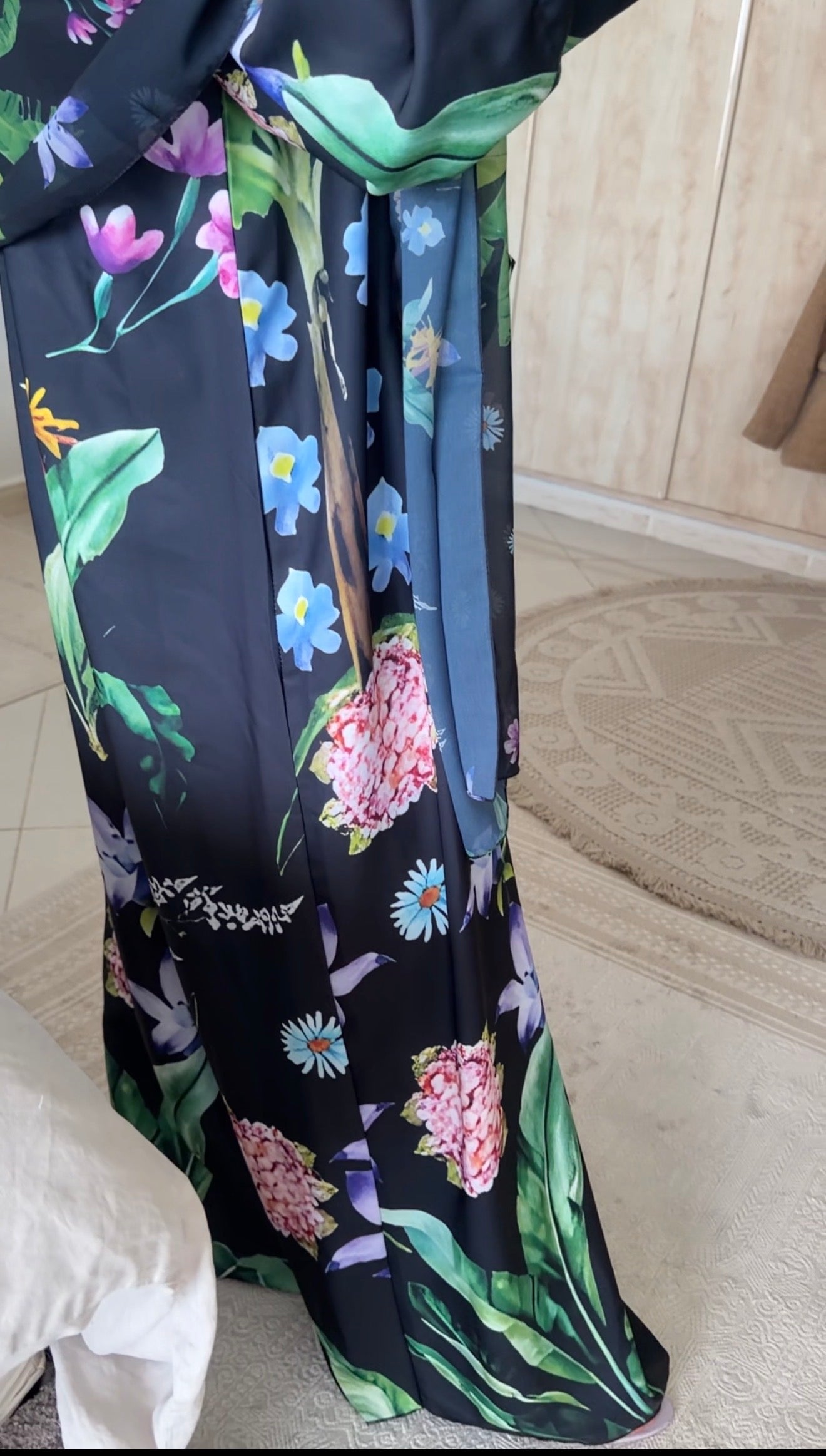 Black Floral Abayah
