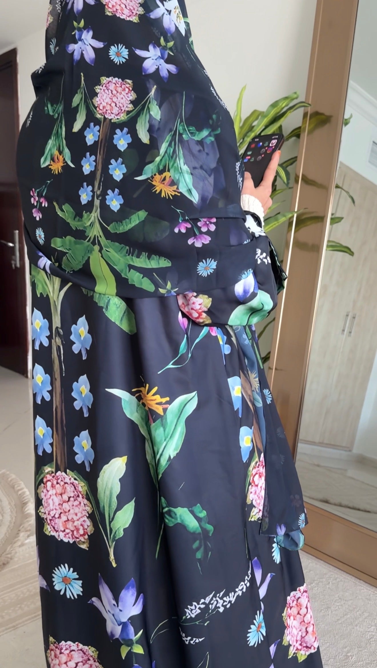 Black Floral Abayah
