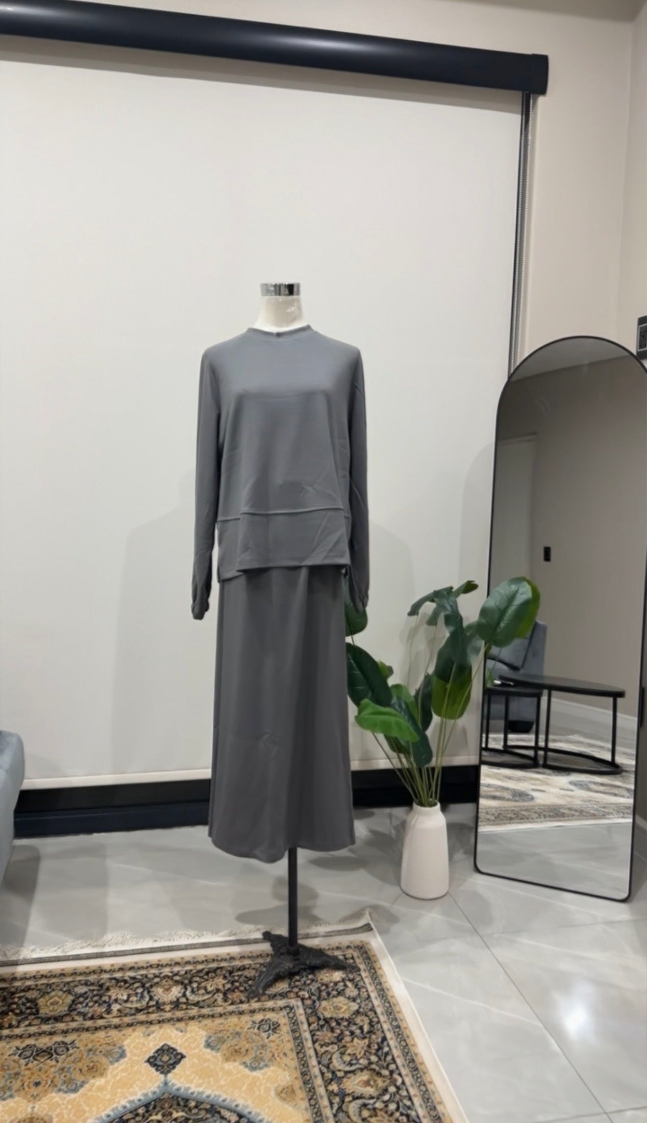Light Grey Skirt Set