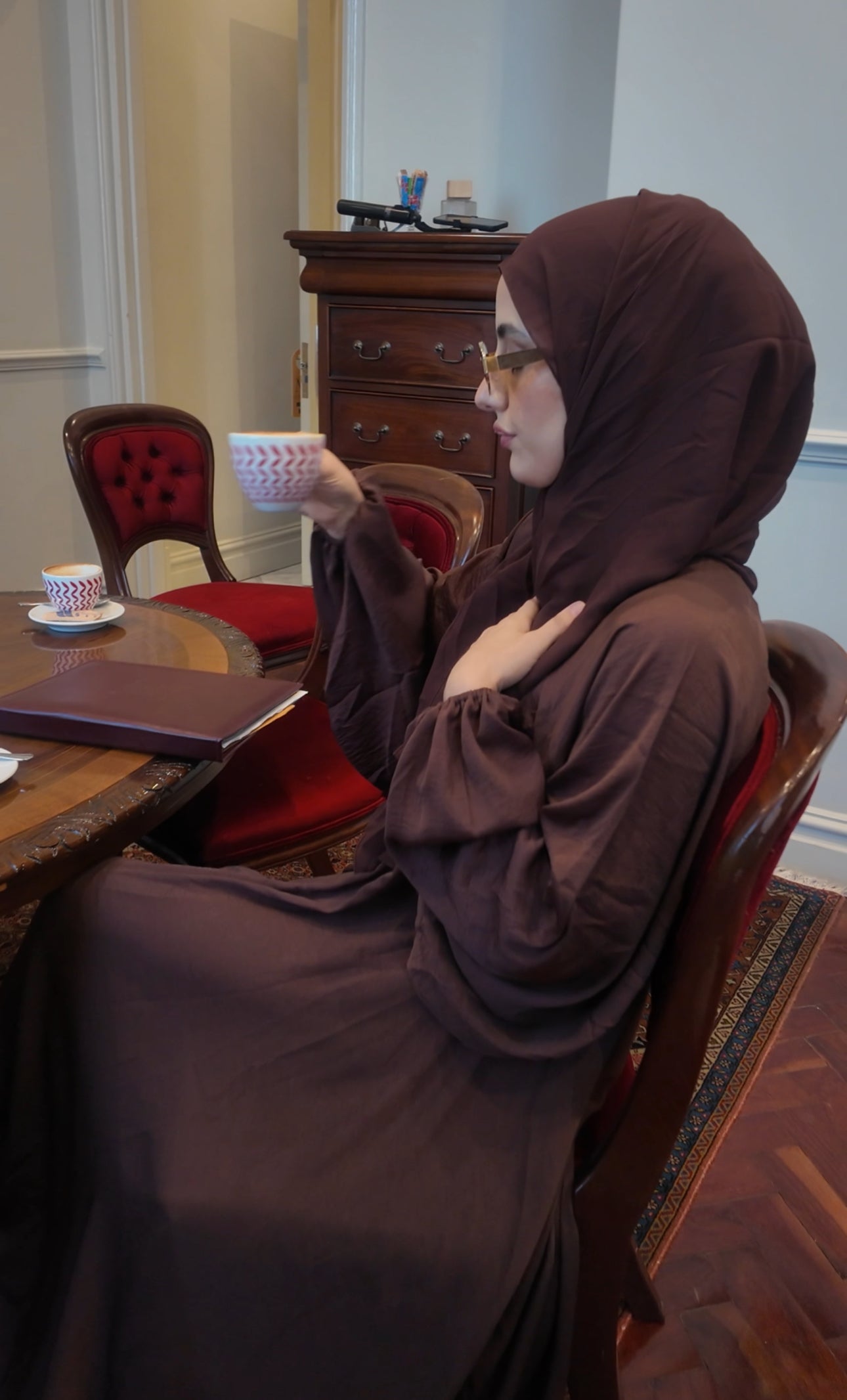 Chestnut Brown flow Abayah with attached hijab
