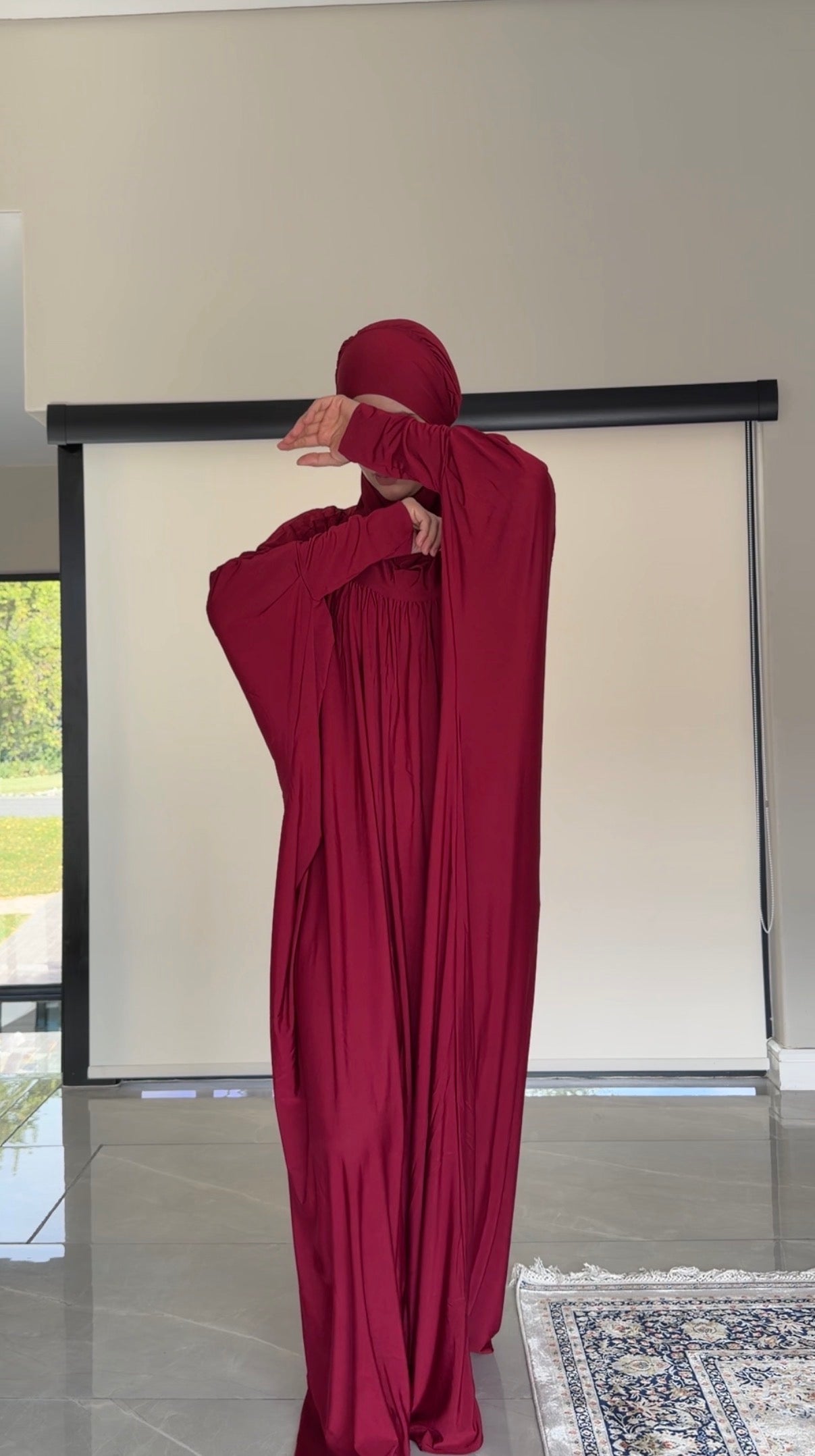 Maroon stretch long jilbaab