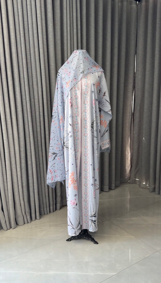 Baby Blue Floral Abayah