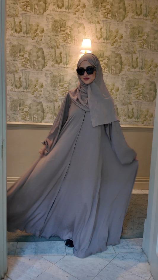 Mocha flow Abayah with attached hijab