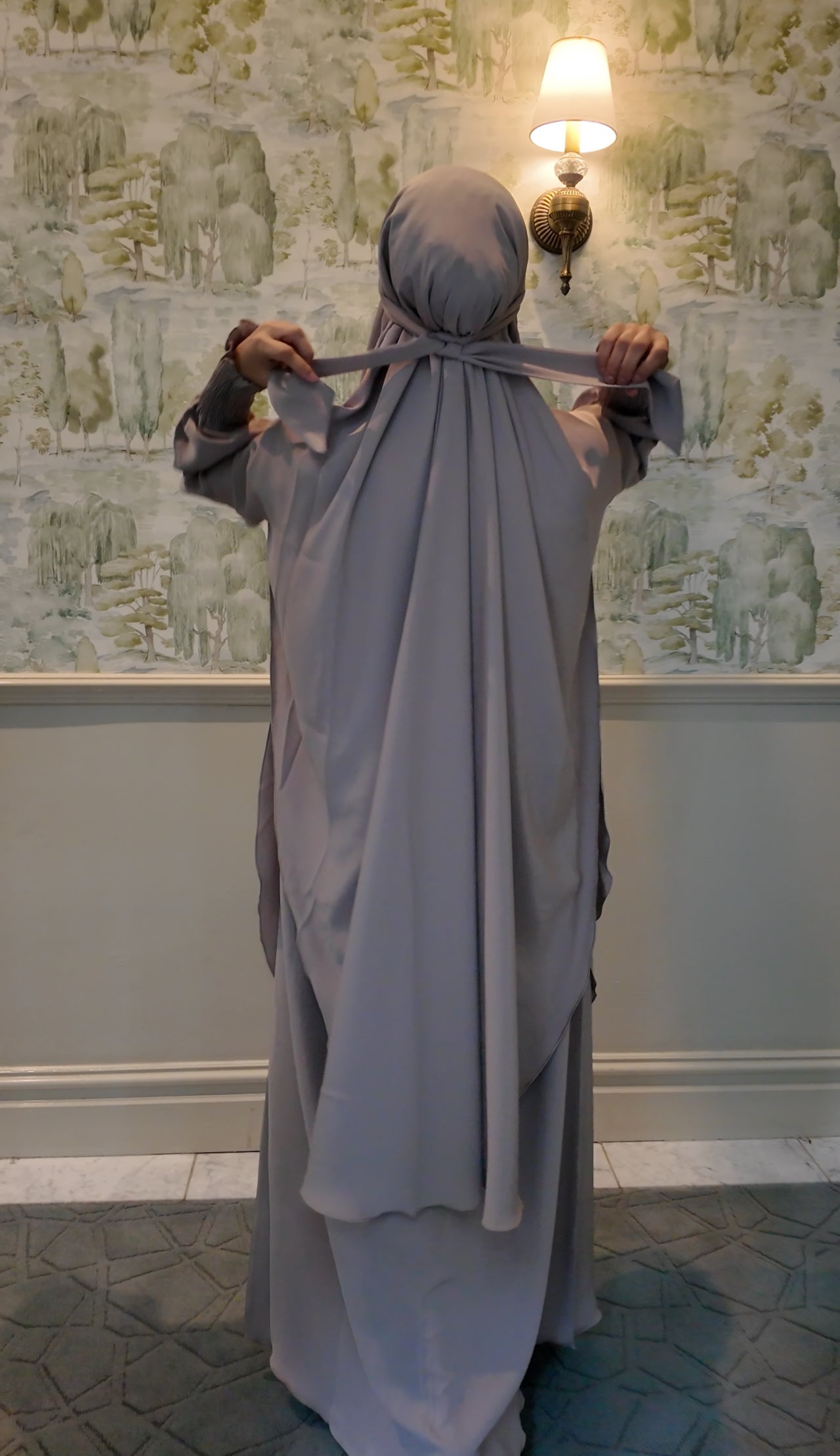 Light Brown Nada fabric Jilbab with long sleeve inner