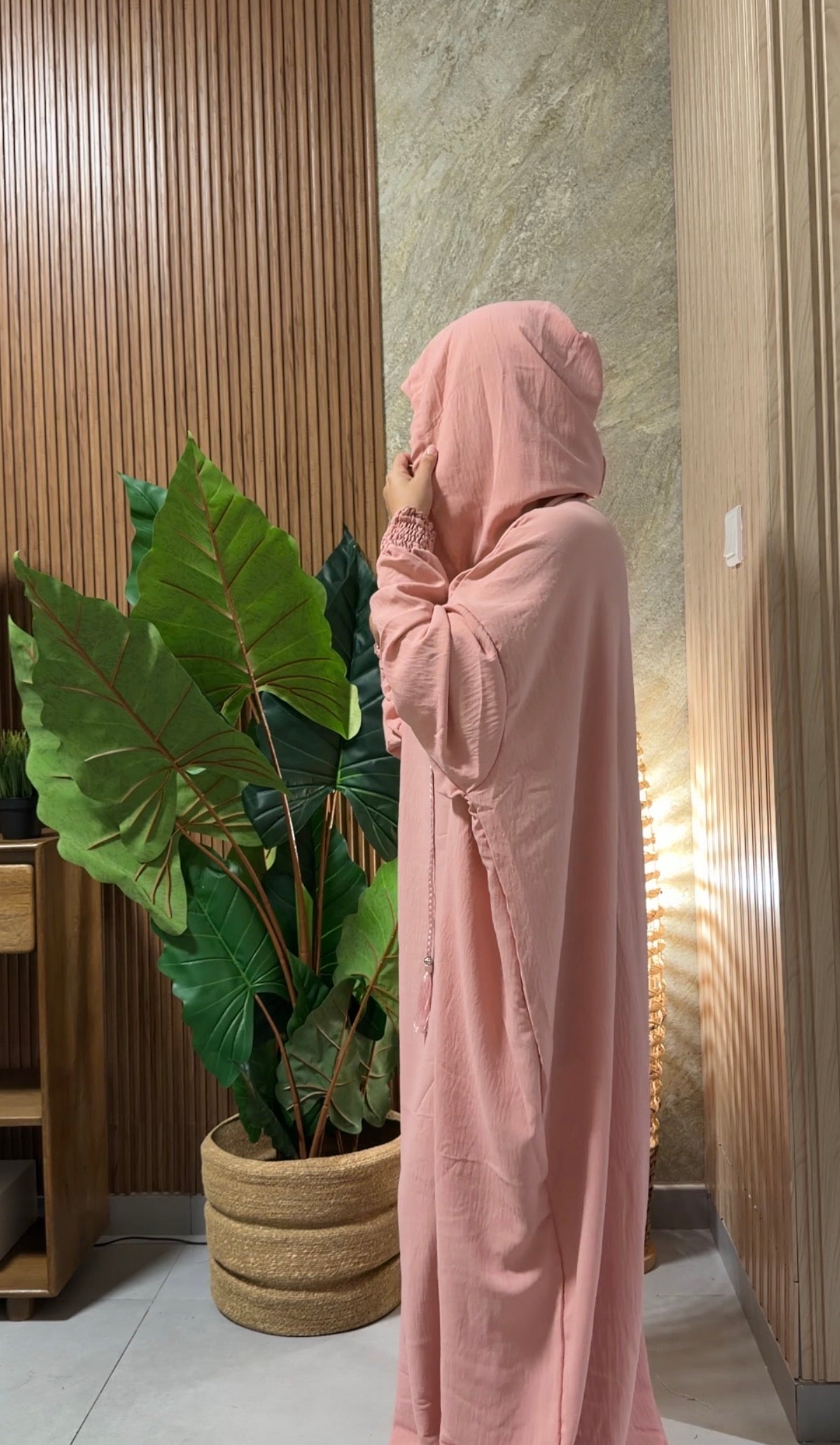 Light pink burqa with no dots