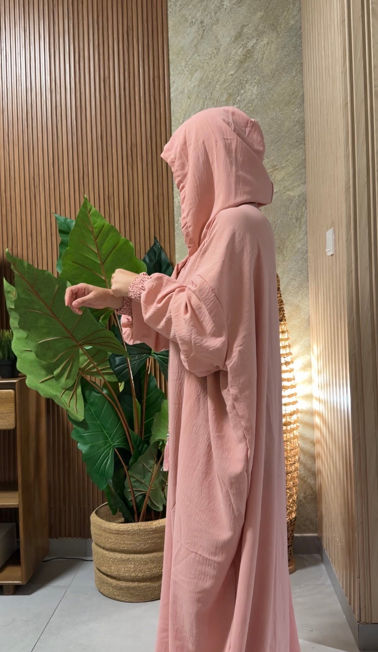Light pink burqa with no dots