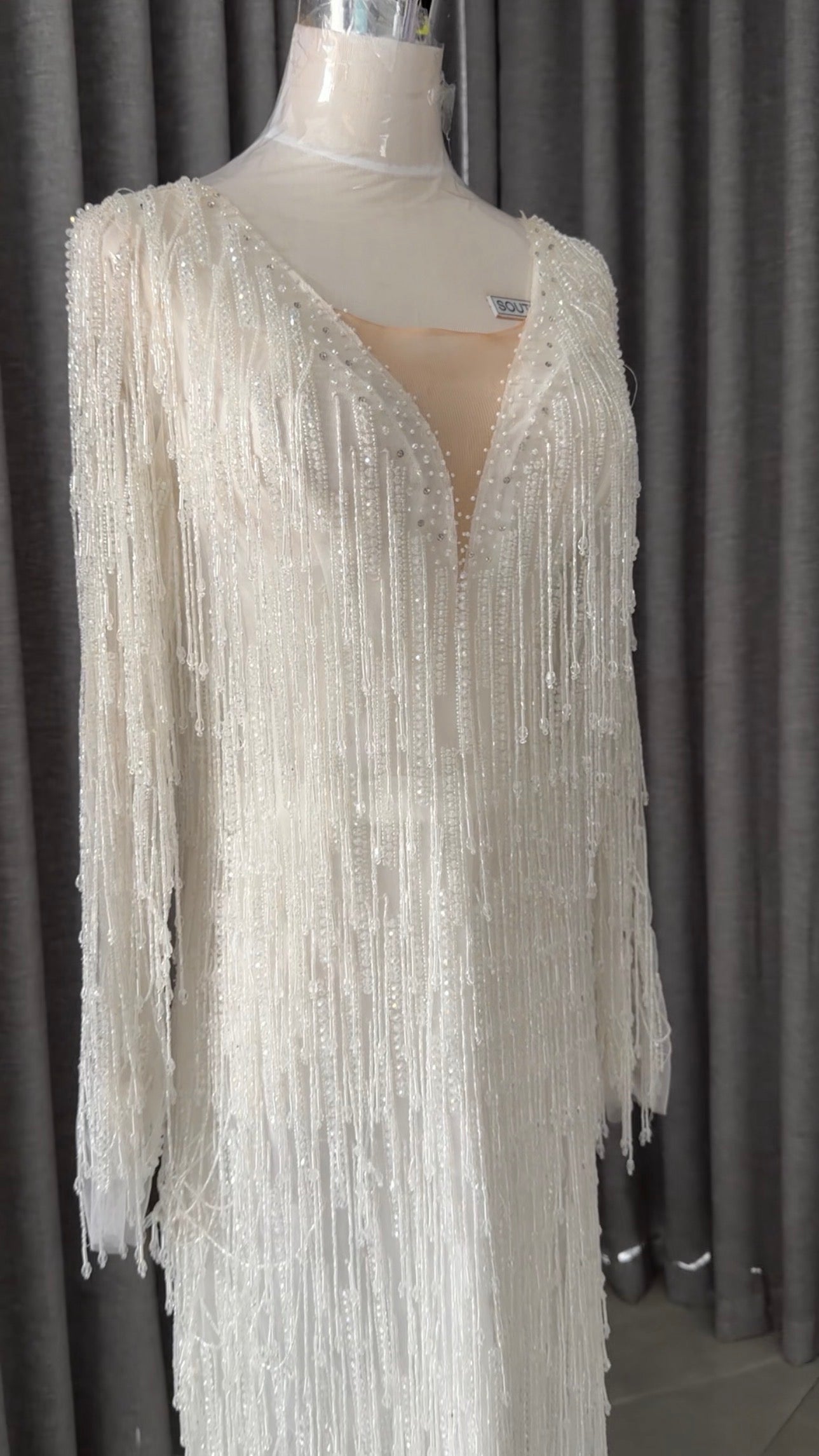 White beaded bridal dress