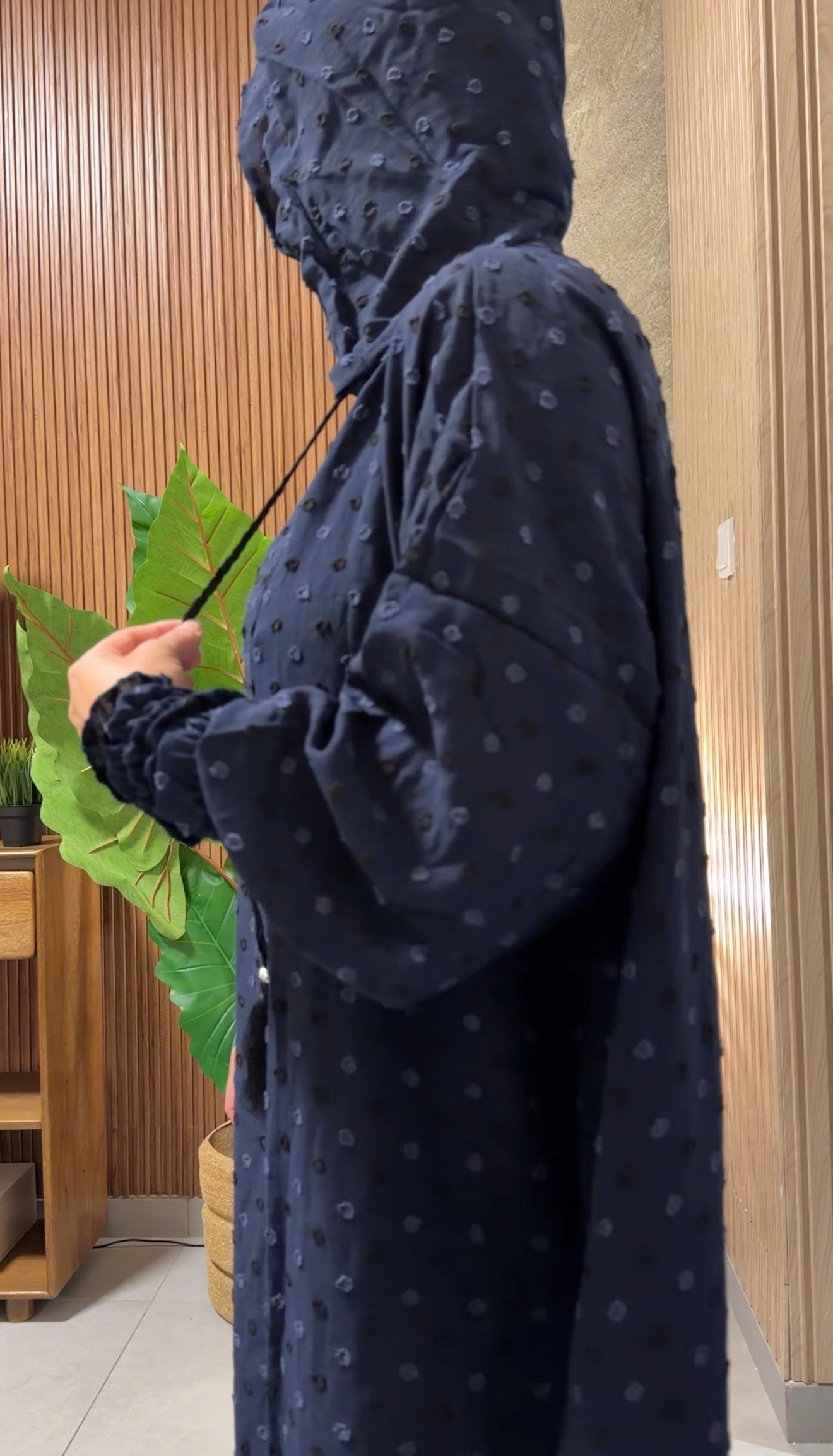Navy burqa with black dots