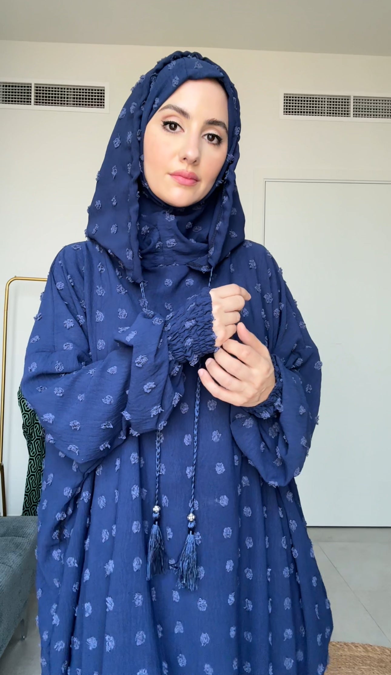 Navy with big dots burqa