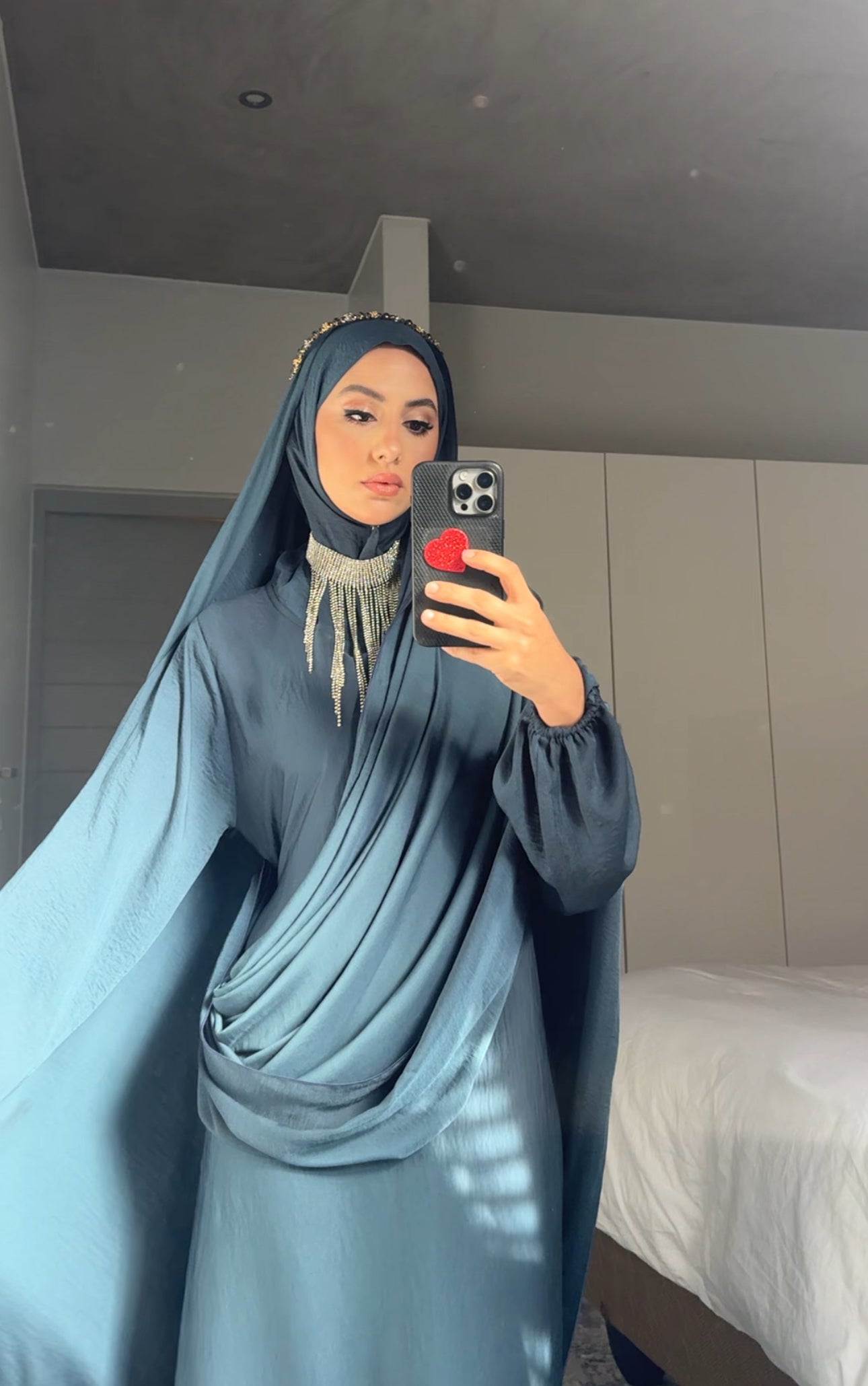 Prussian Blue Long Scarf Abayah