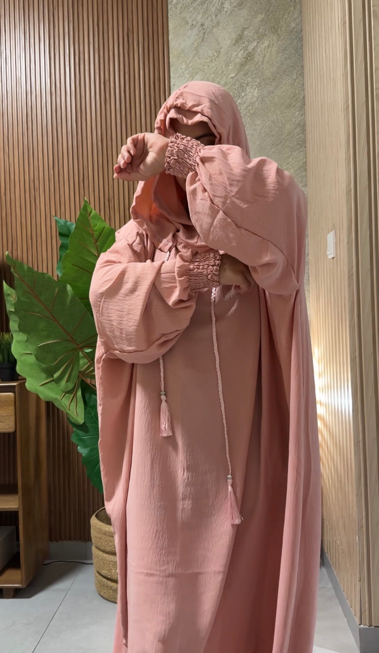 Light pink burqa with no dots