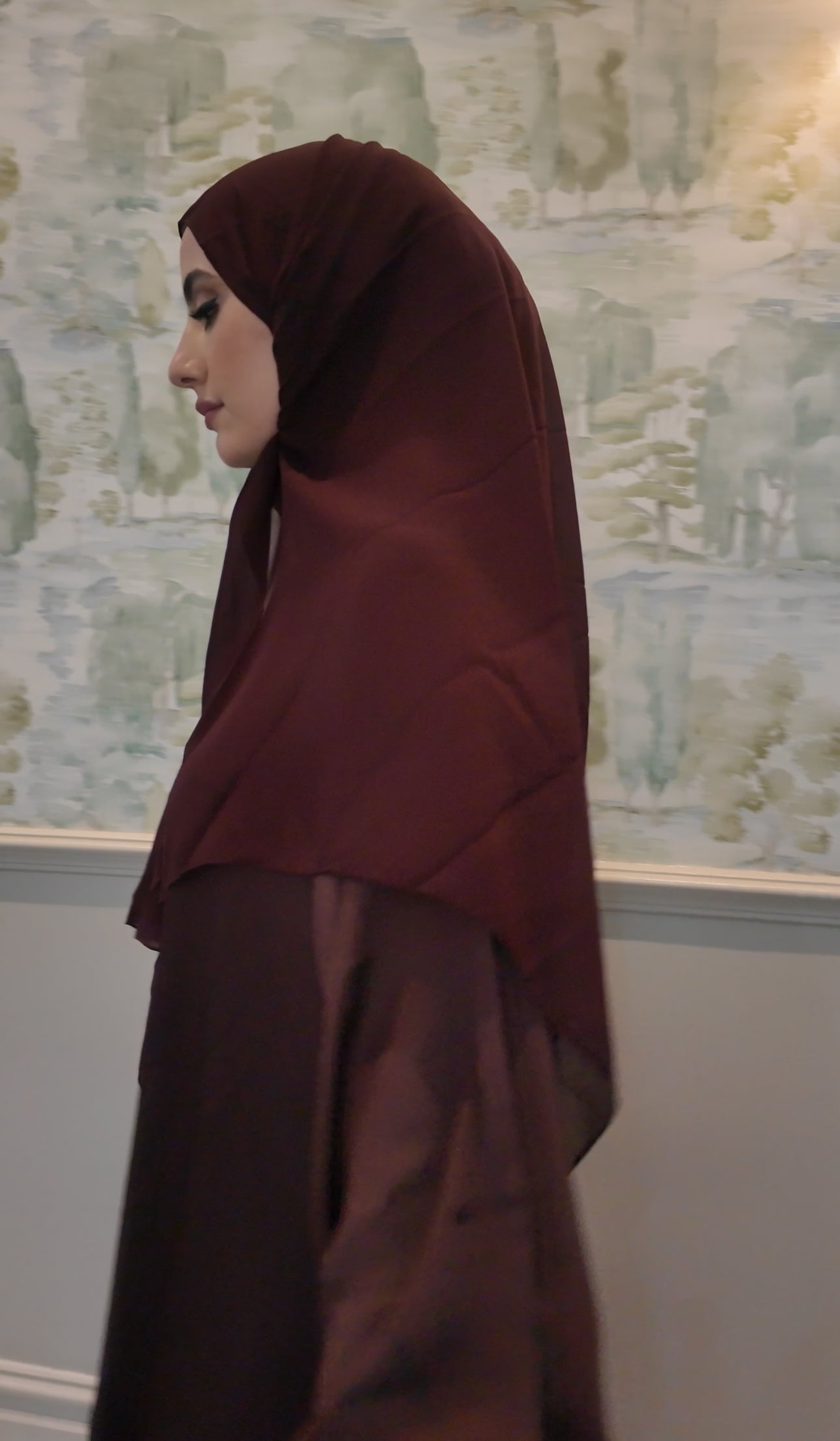 Chestnut Brown flow Abayah with attached hijab