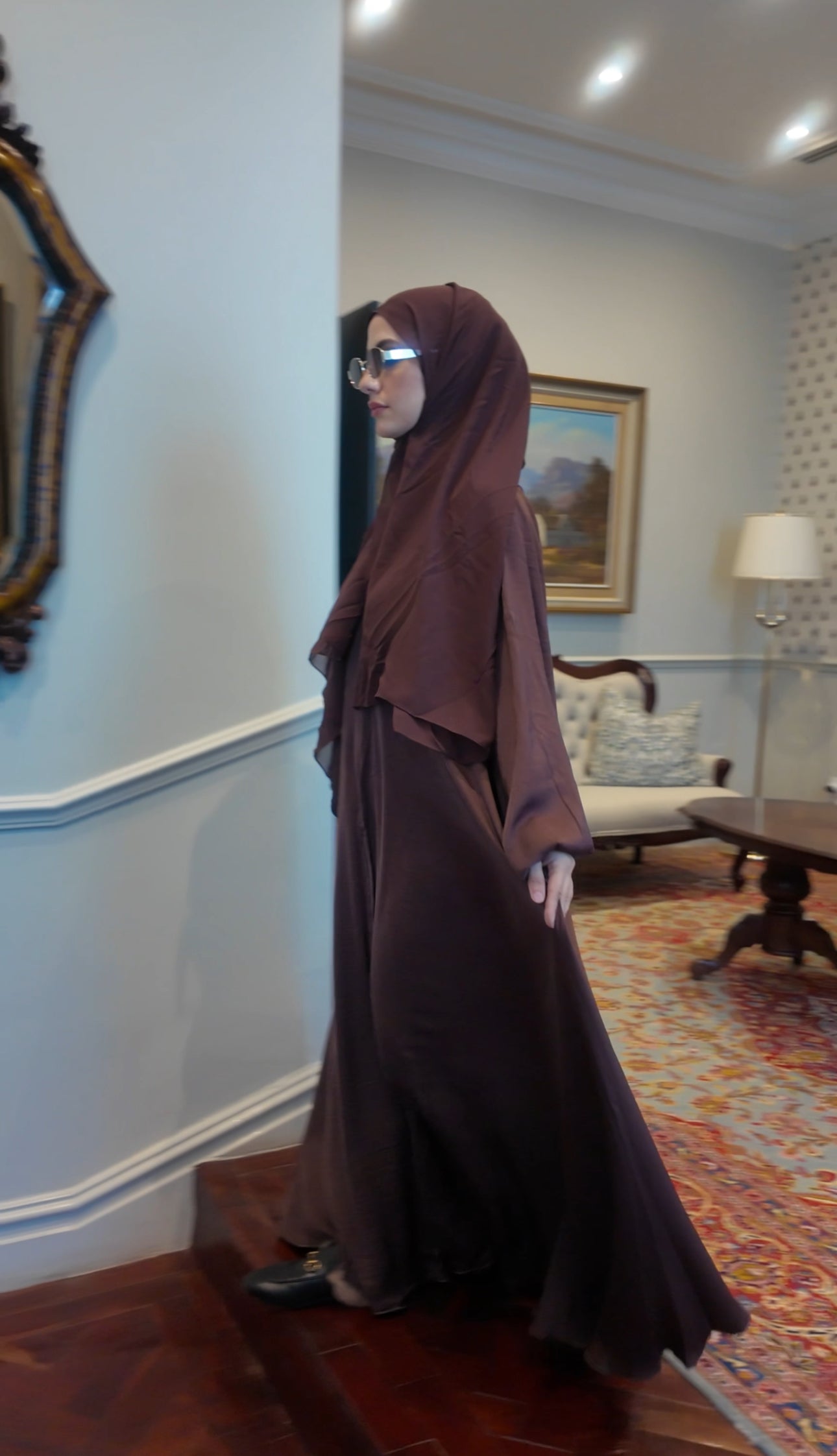 Chestnut Brown flow Abayah with attached hijab
