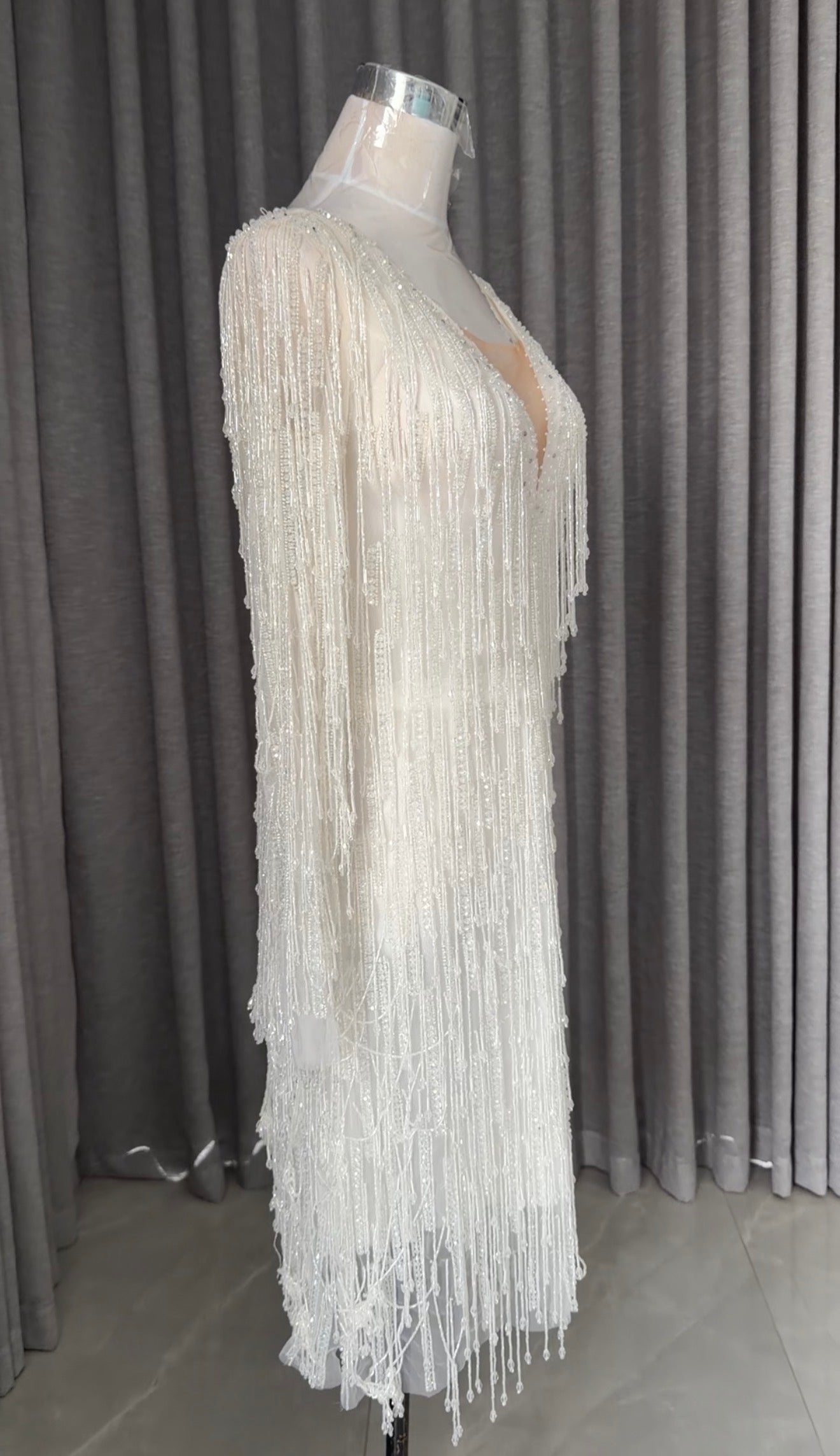 White beaded bridal dress