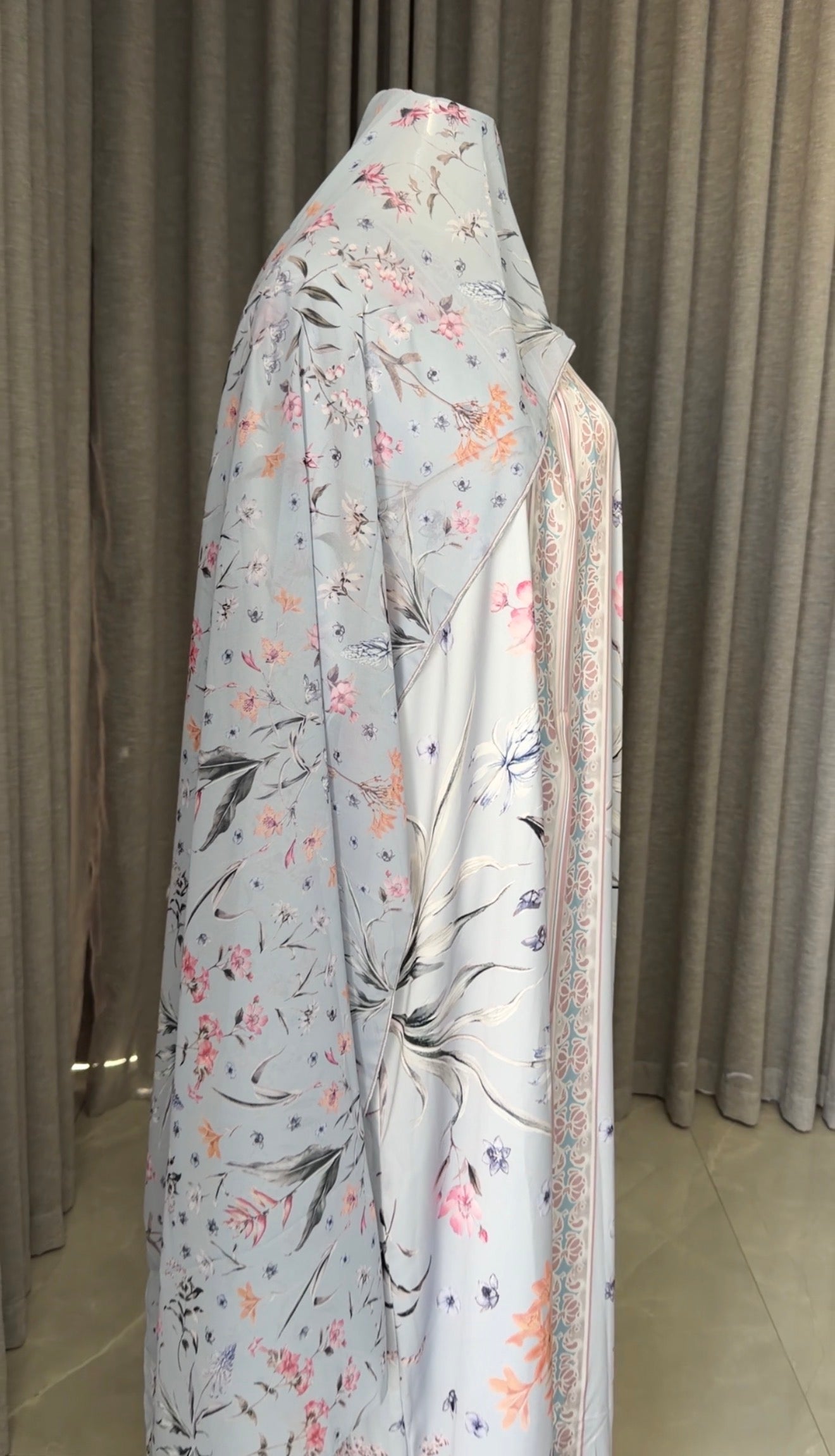 Baby Blue Floral Abayah
