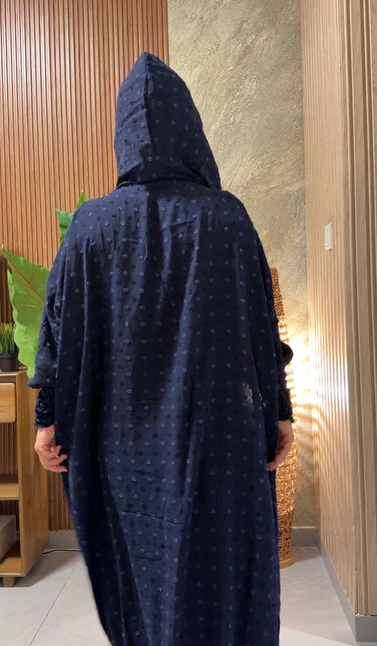 Navy burqa with black dots